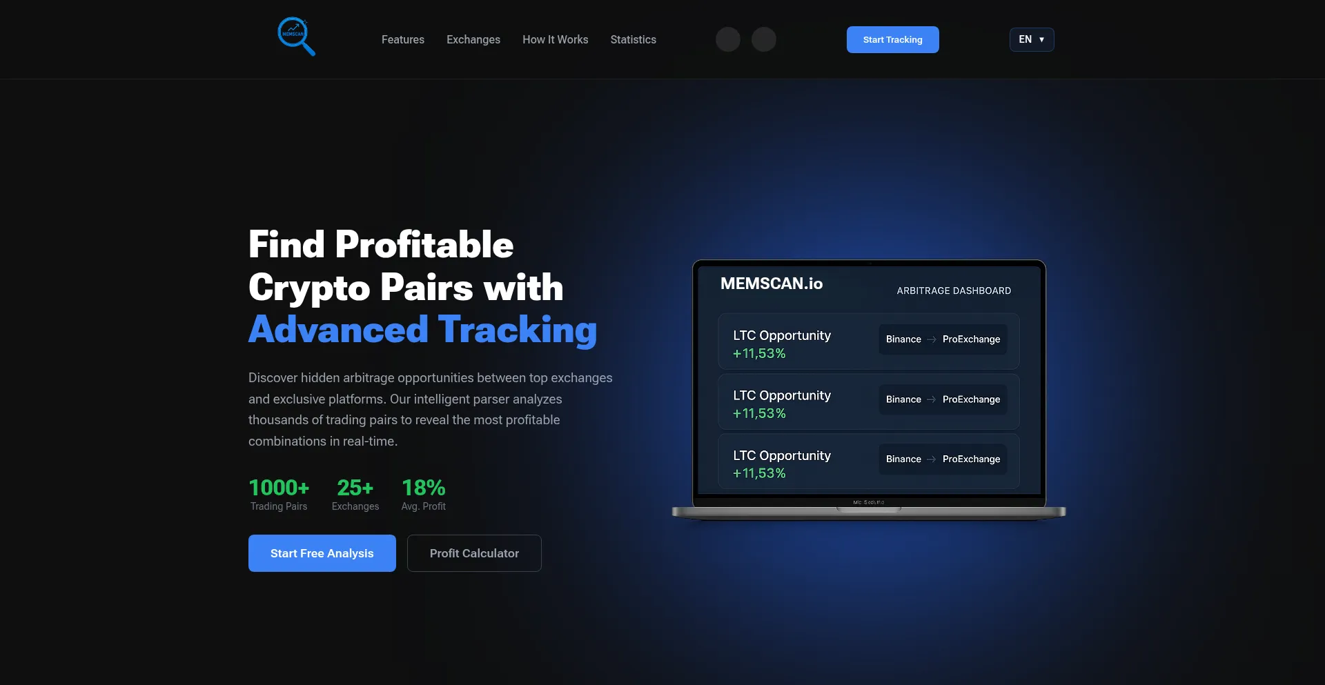 Website screenshot of Memscan.io