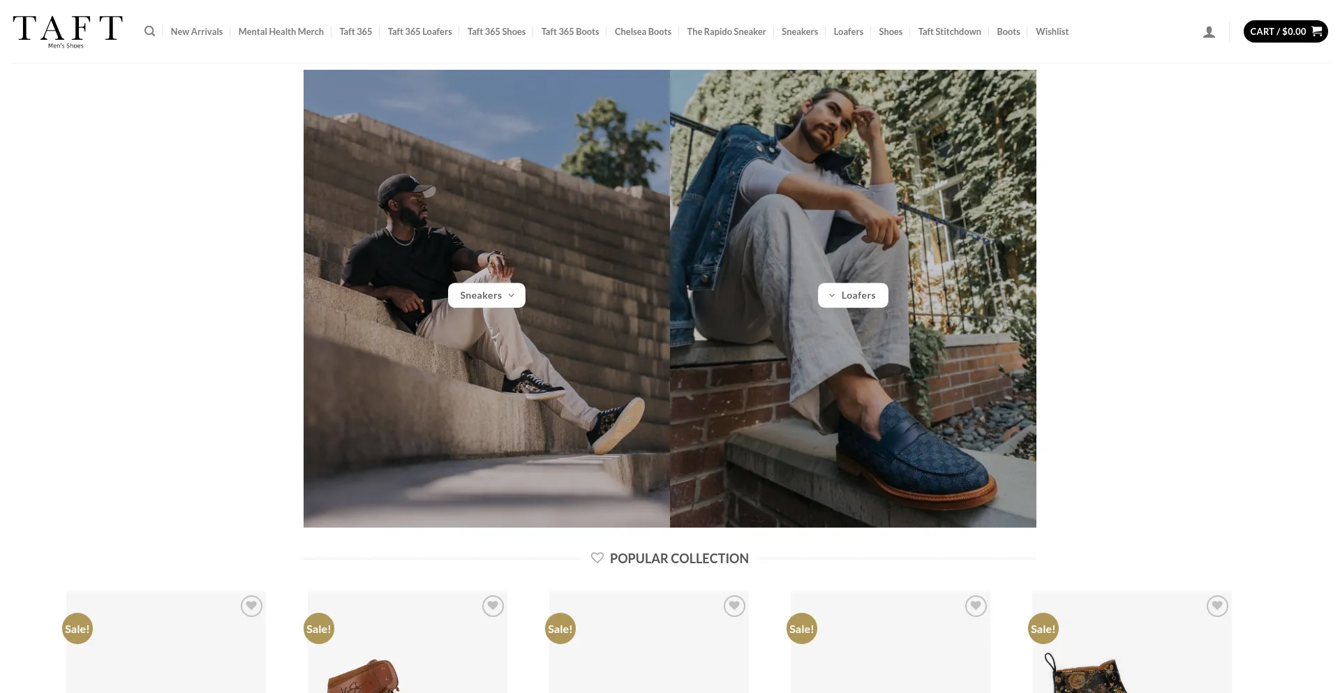 Website screenshot of Menstaftshoes.com