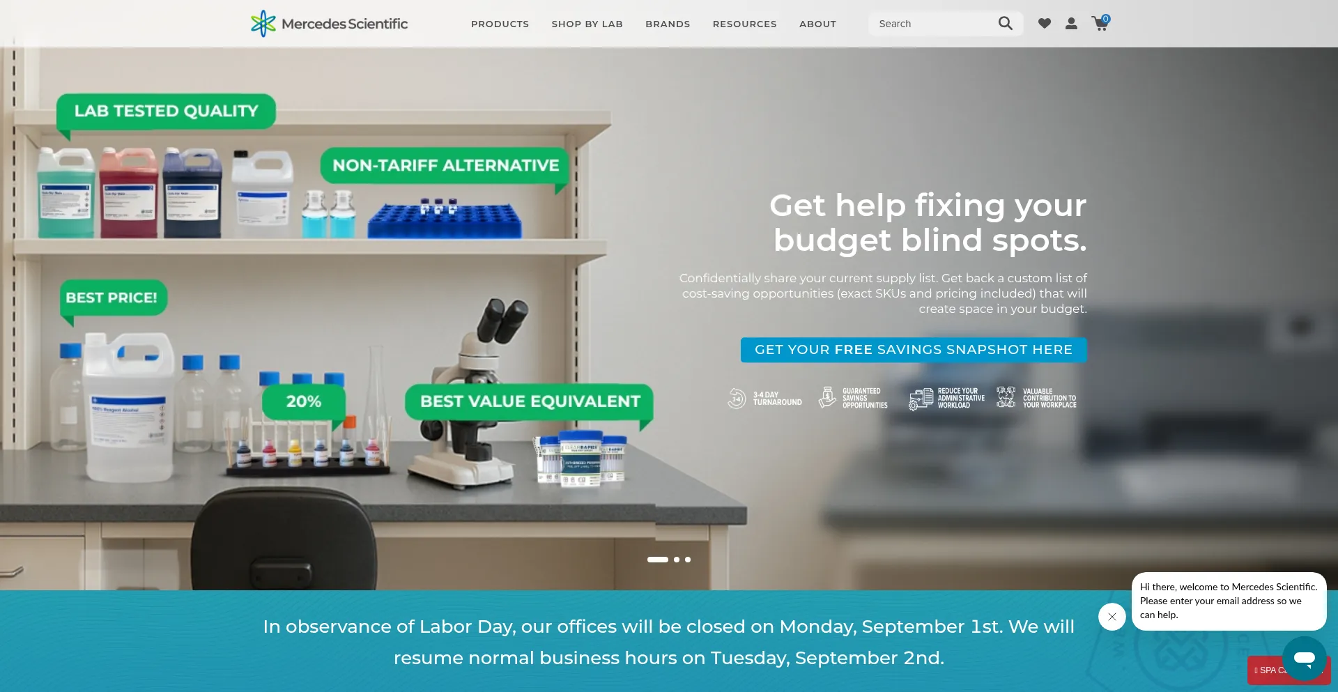 Website screenshot of Mercedesscientific.com