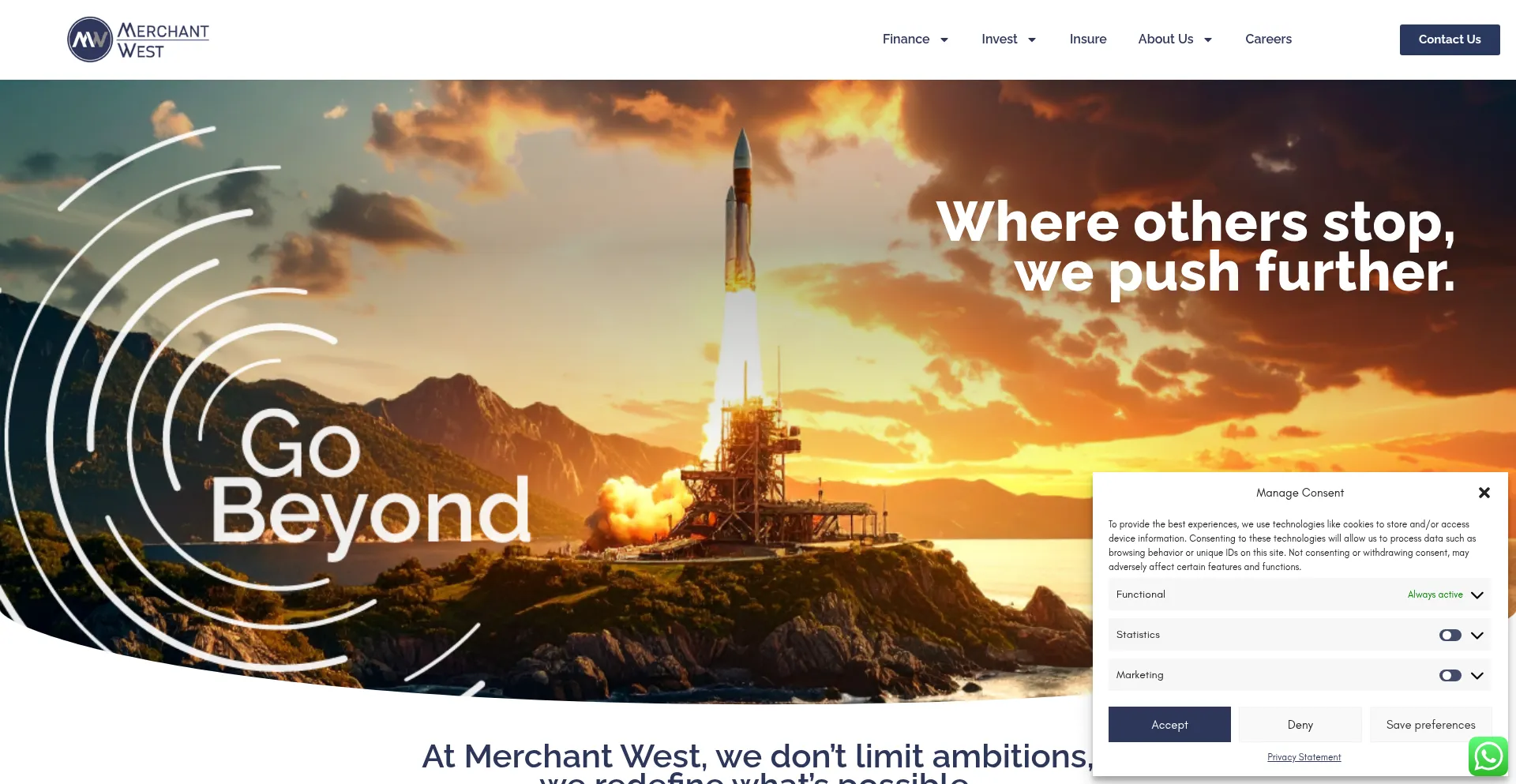 Website screenshot of Merchantwest.co.za