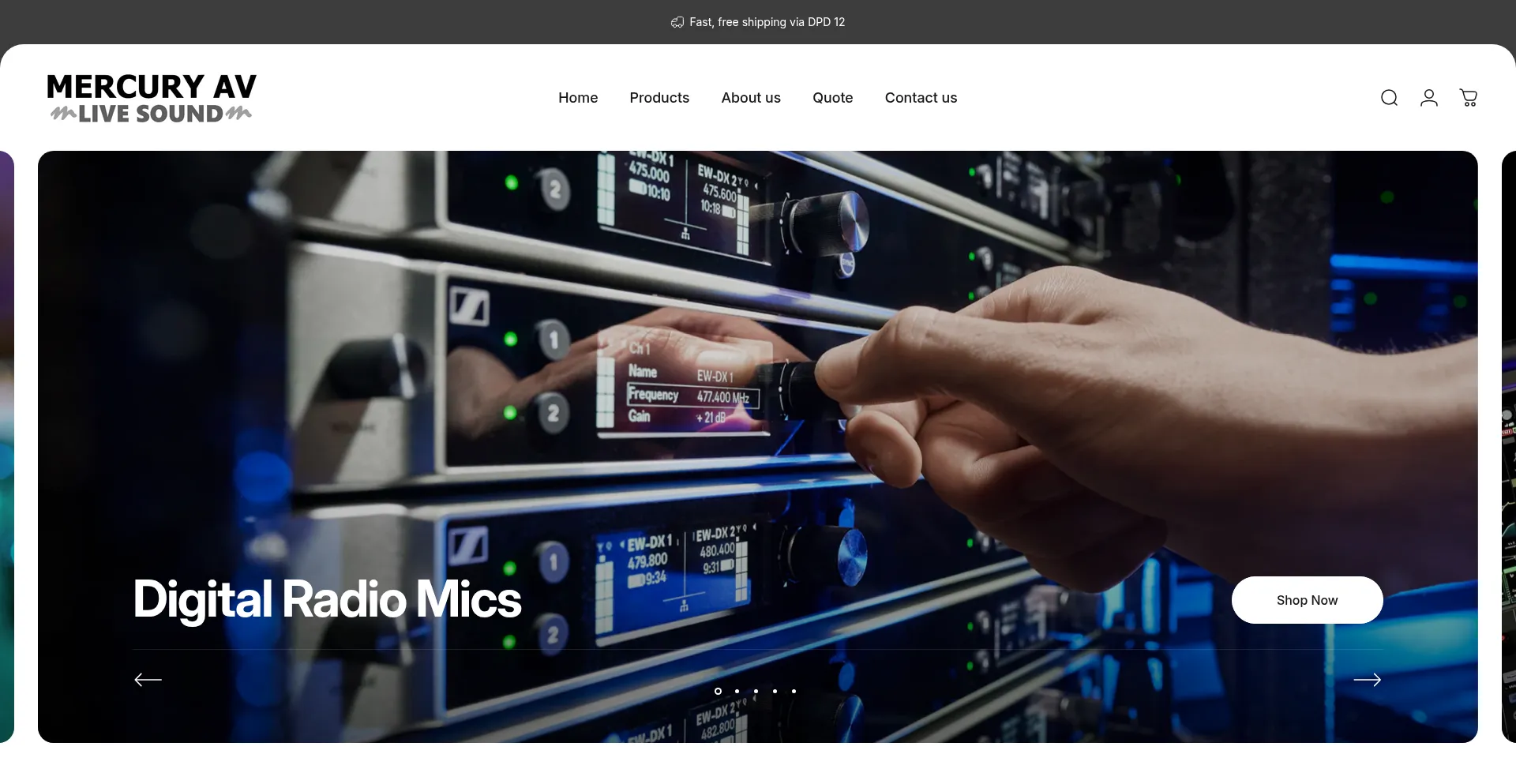 Website screenshot of Mercury-av.com