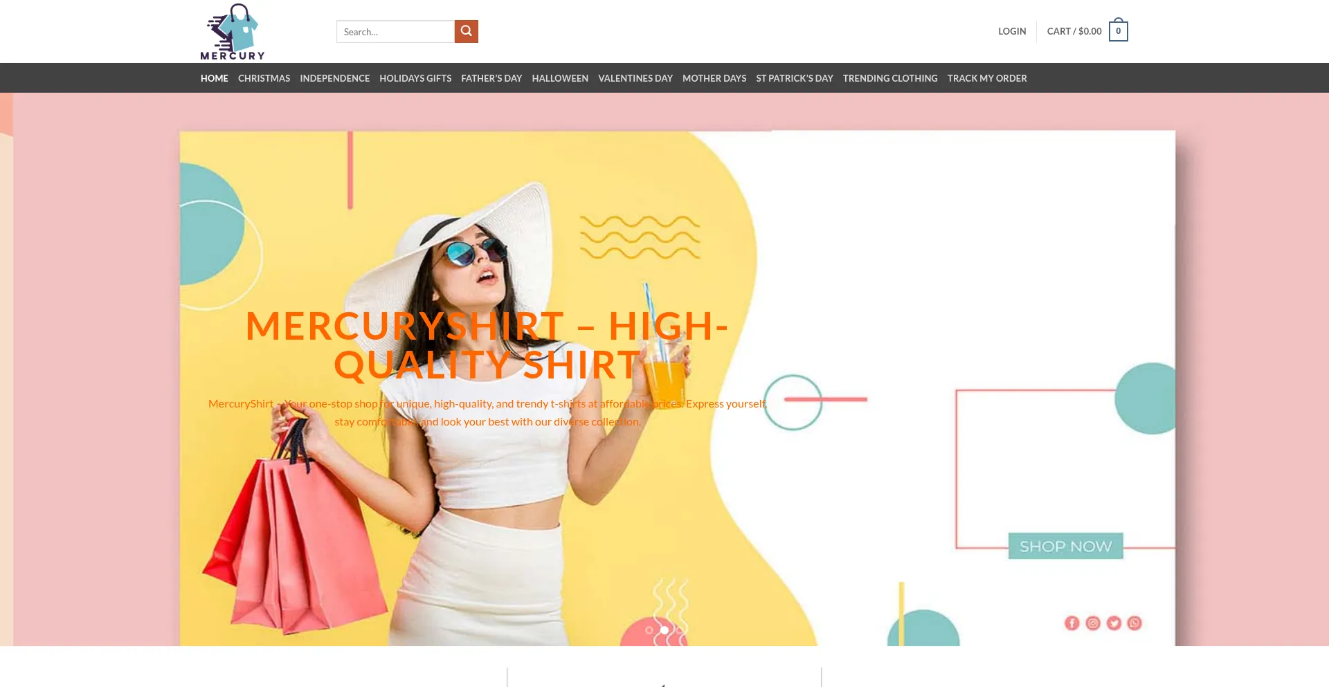 Website screenshot of Mercuryshirt.com