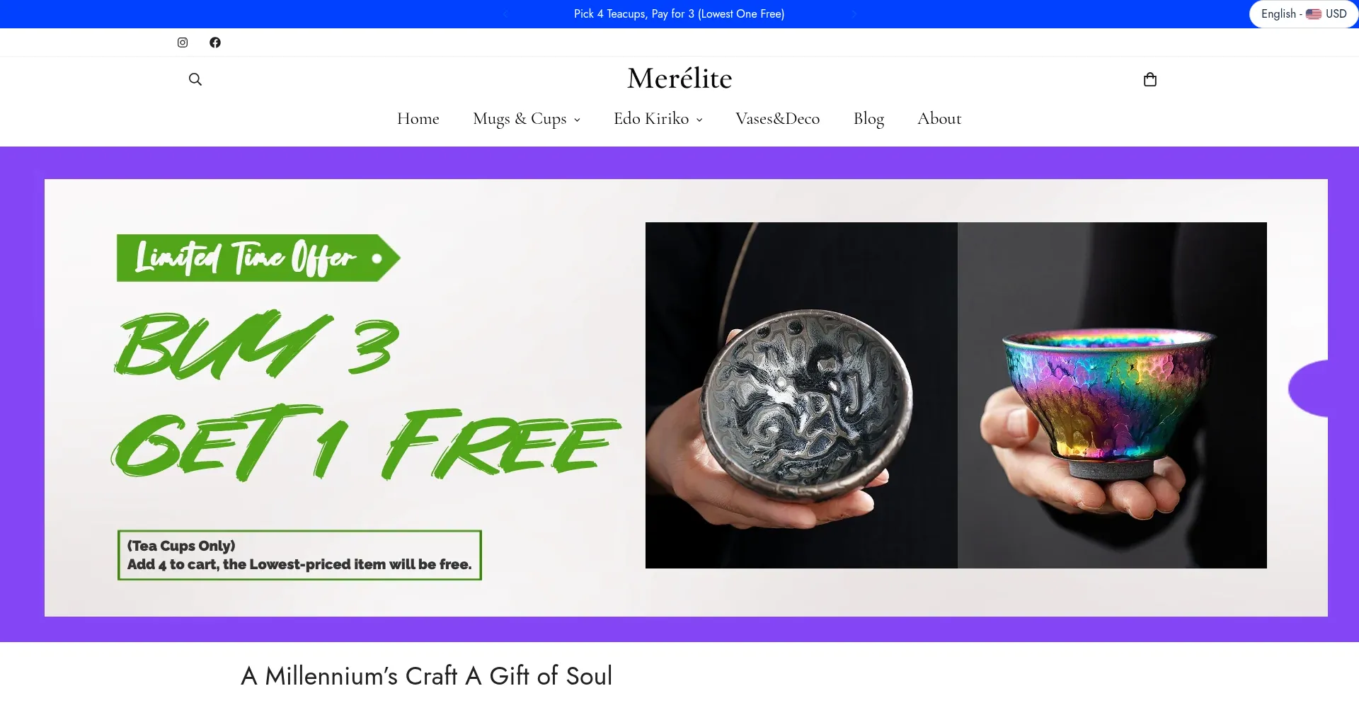 Website screenshot of Merelite.com