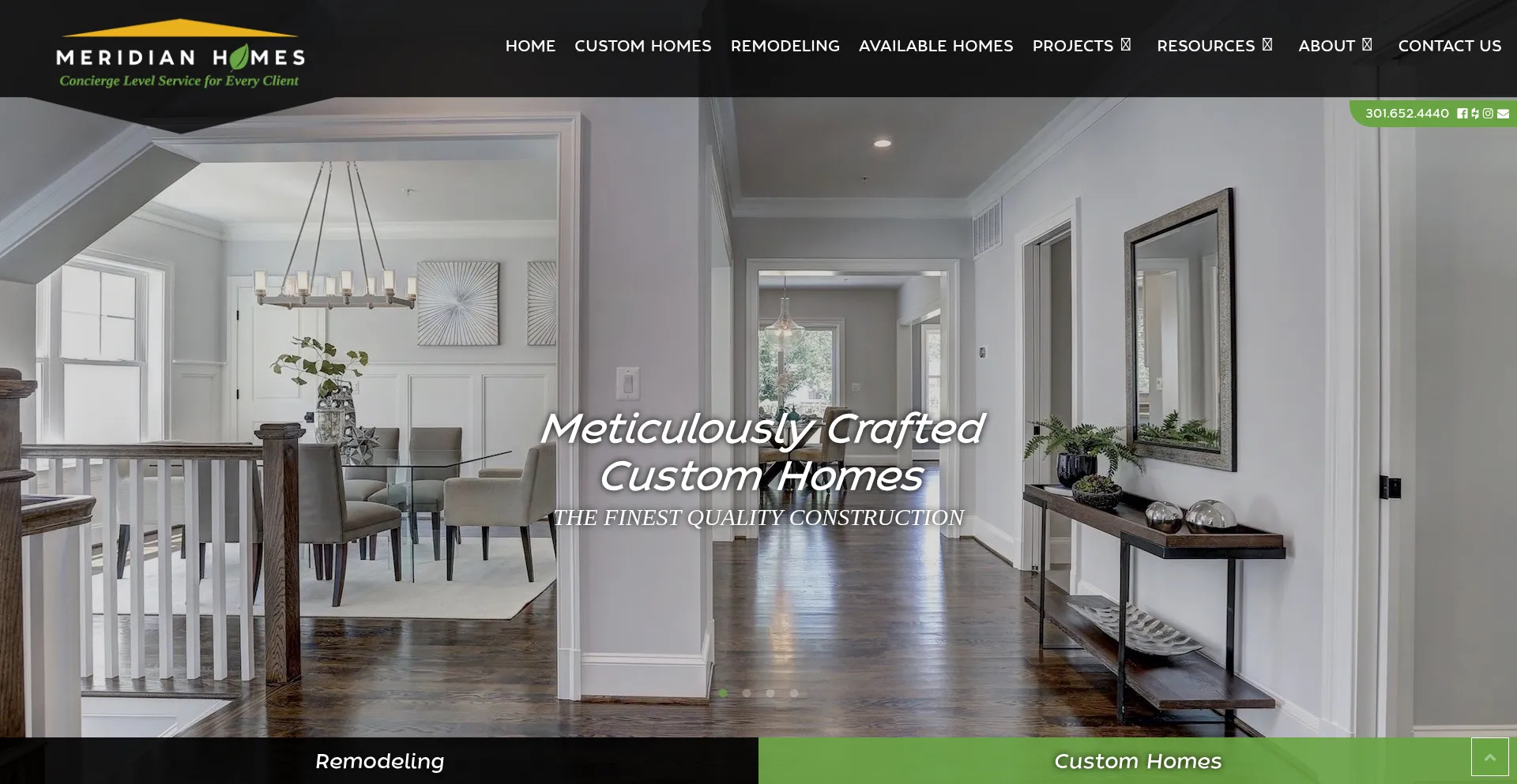 Website screenshot of Meridianhomesinc.com