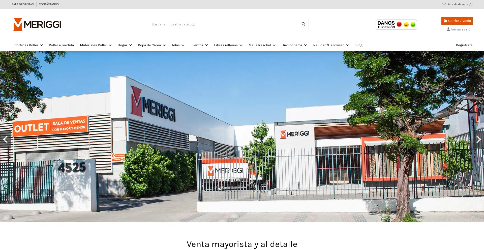 Website screenshot of Meriggi.cl