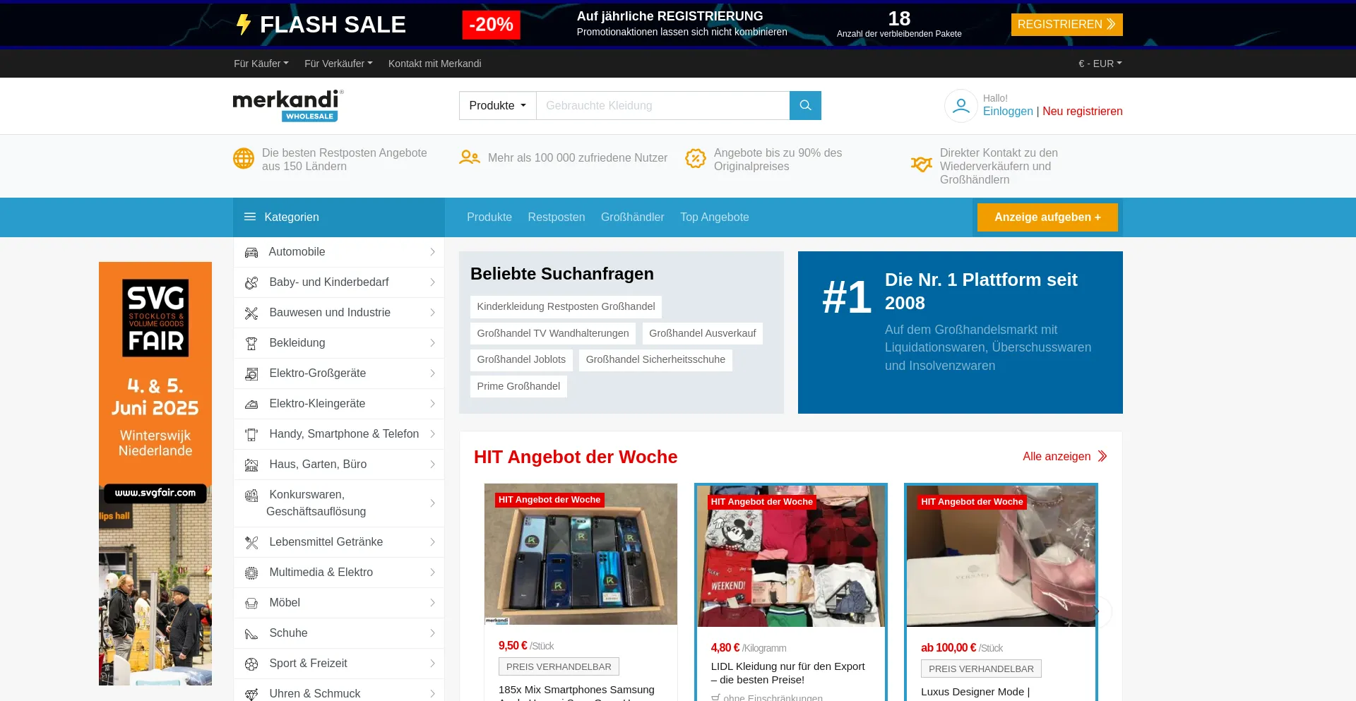 Website screenshot of Merkandi.de