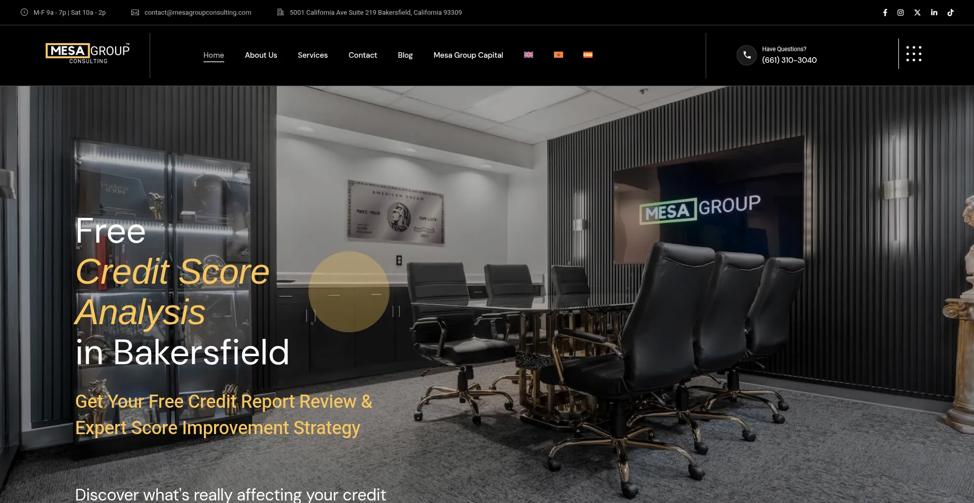 Website screenshot of Mesagroupconsulting.com