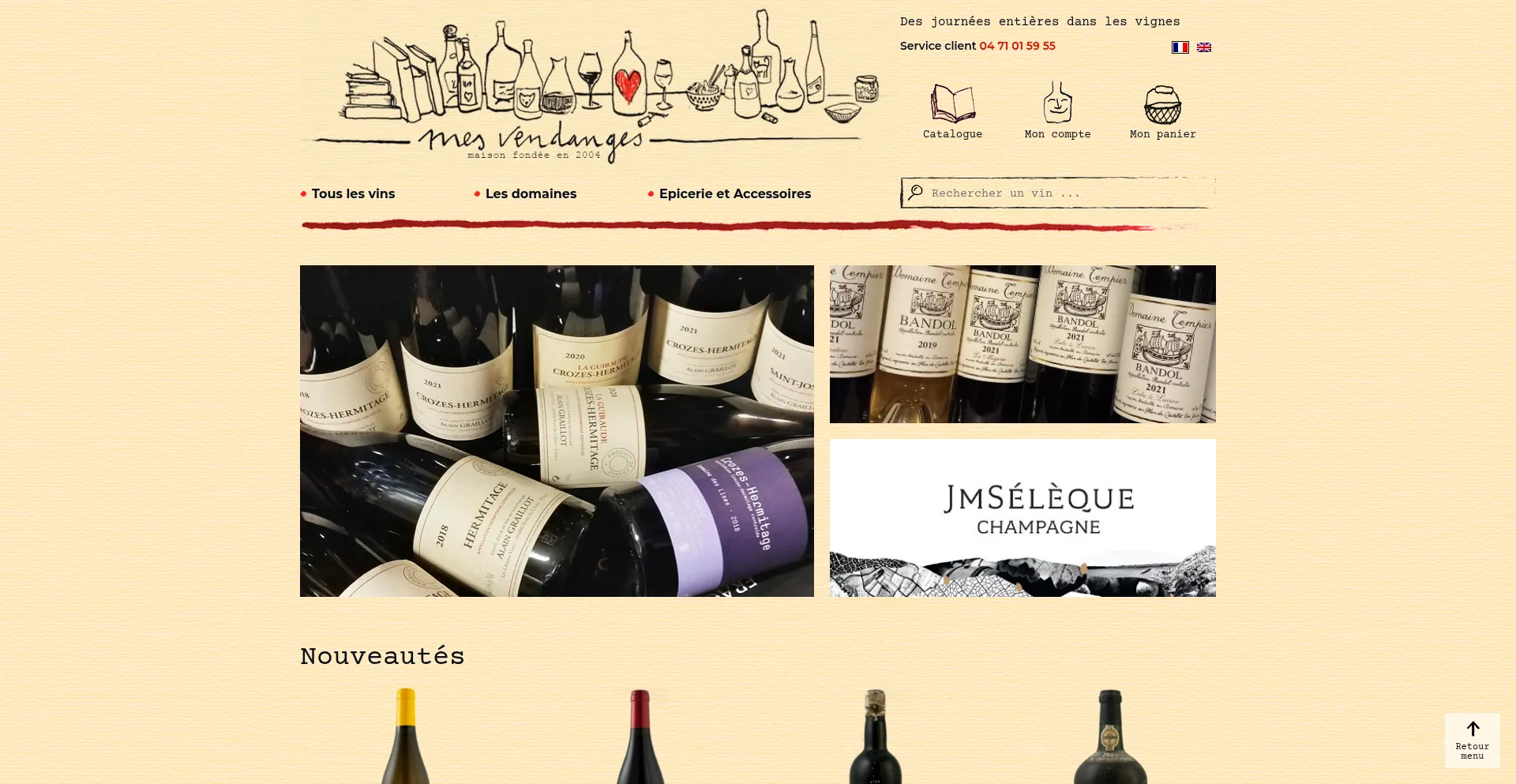 Website screenshot of Mesvendanges.com