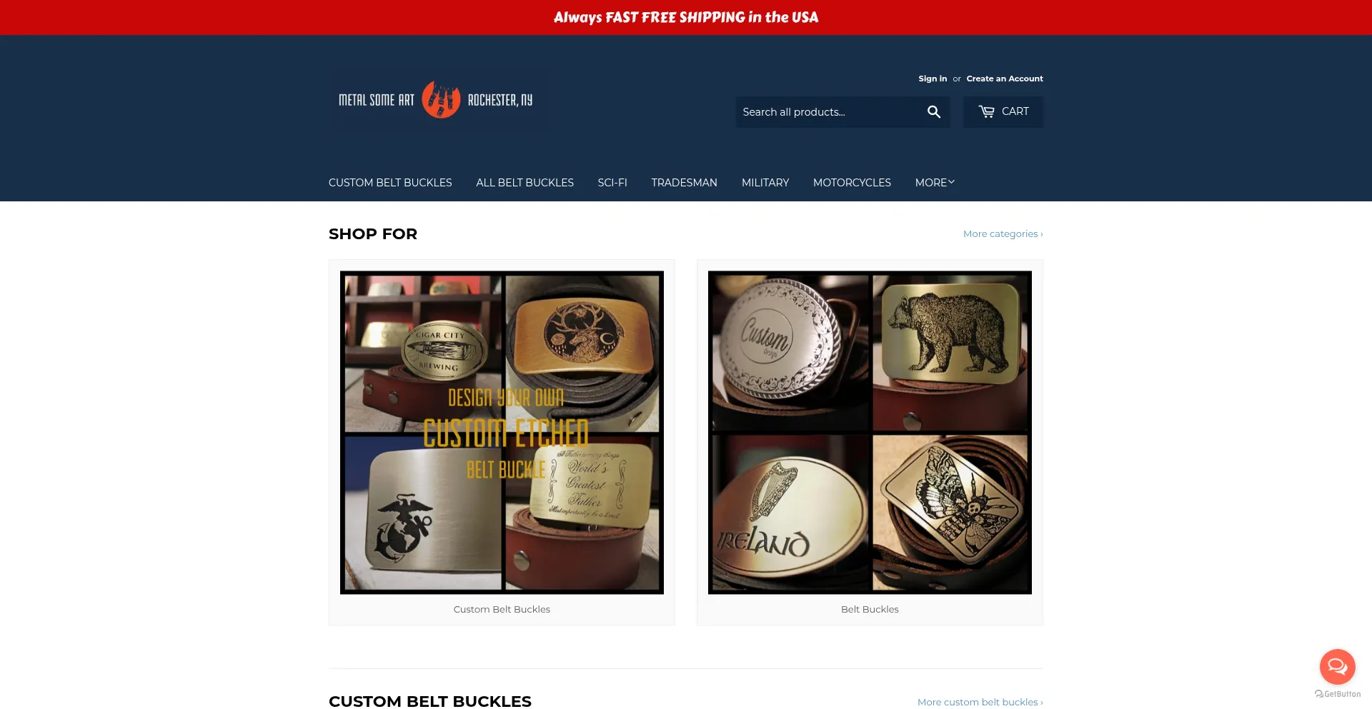 Website screenshot of Metalsomeart.com