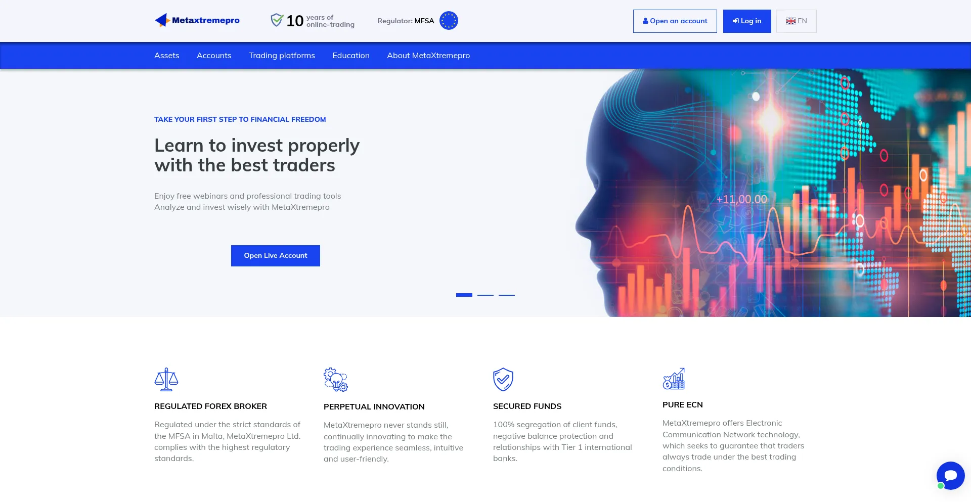 Website screenshot of Metaxtremepro.com