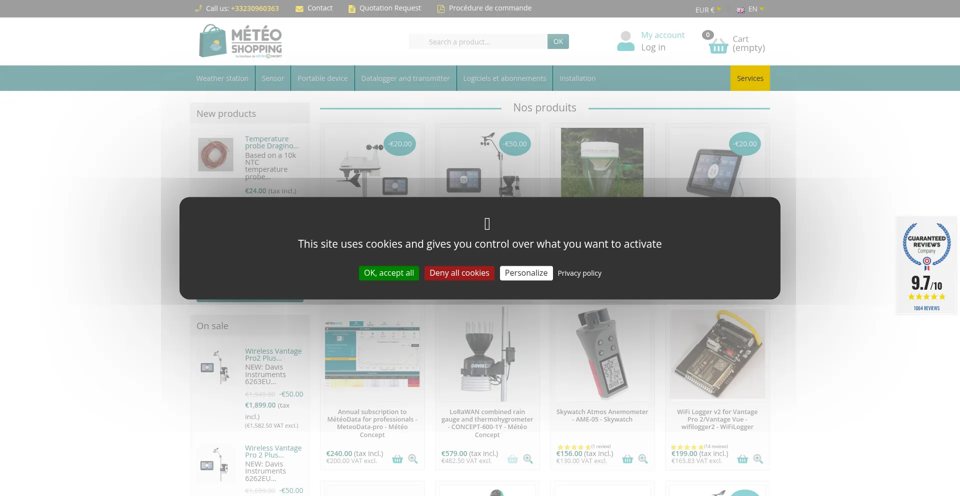 Website screenshot of Meteo-shopping.com