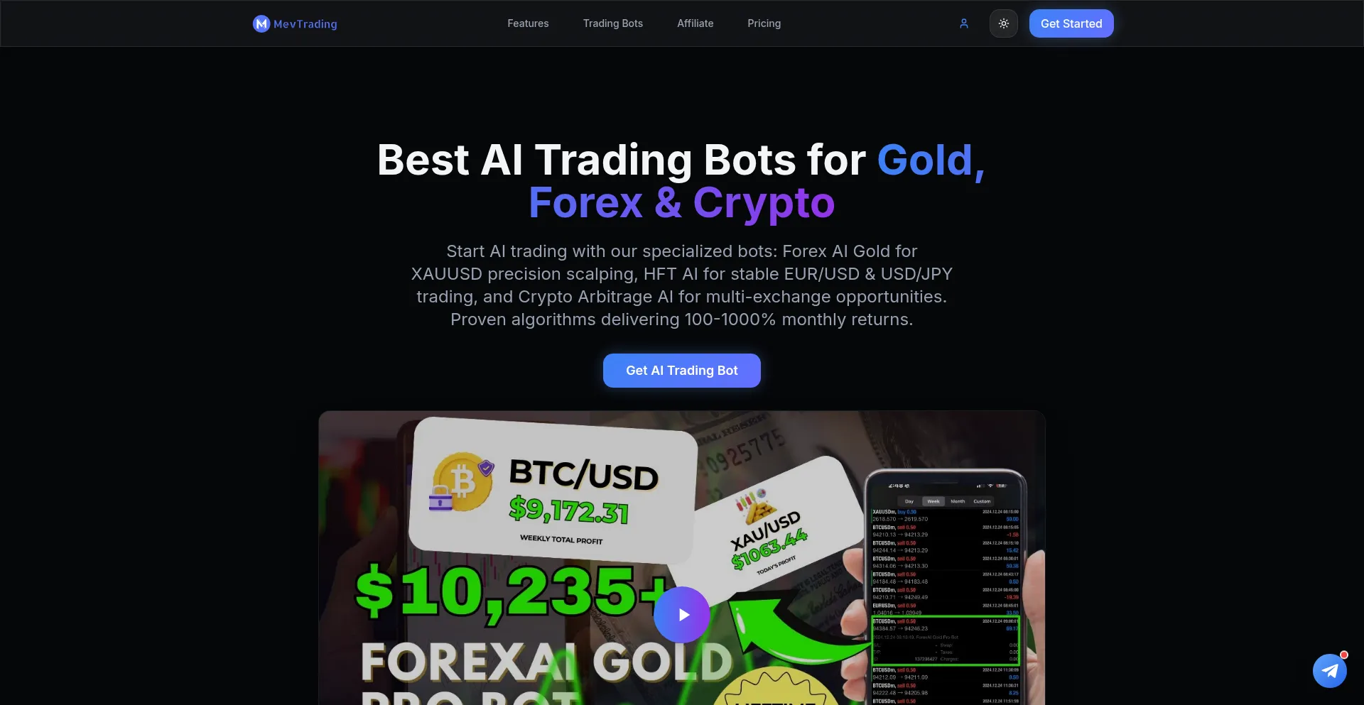 Website screenshot of Mevtrading.com