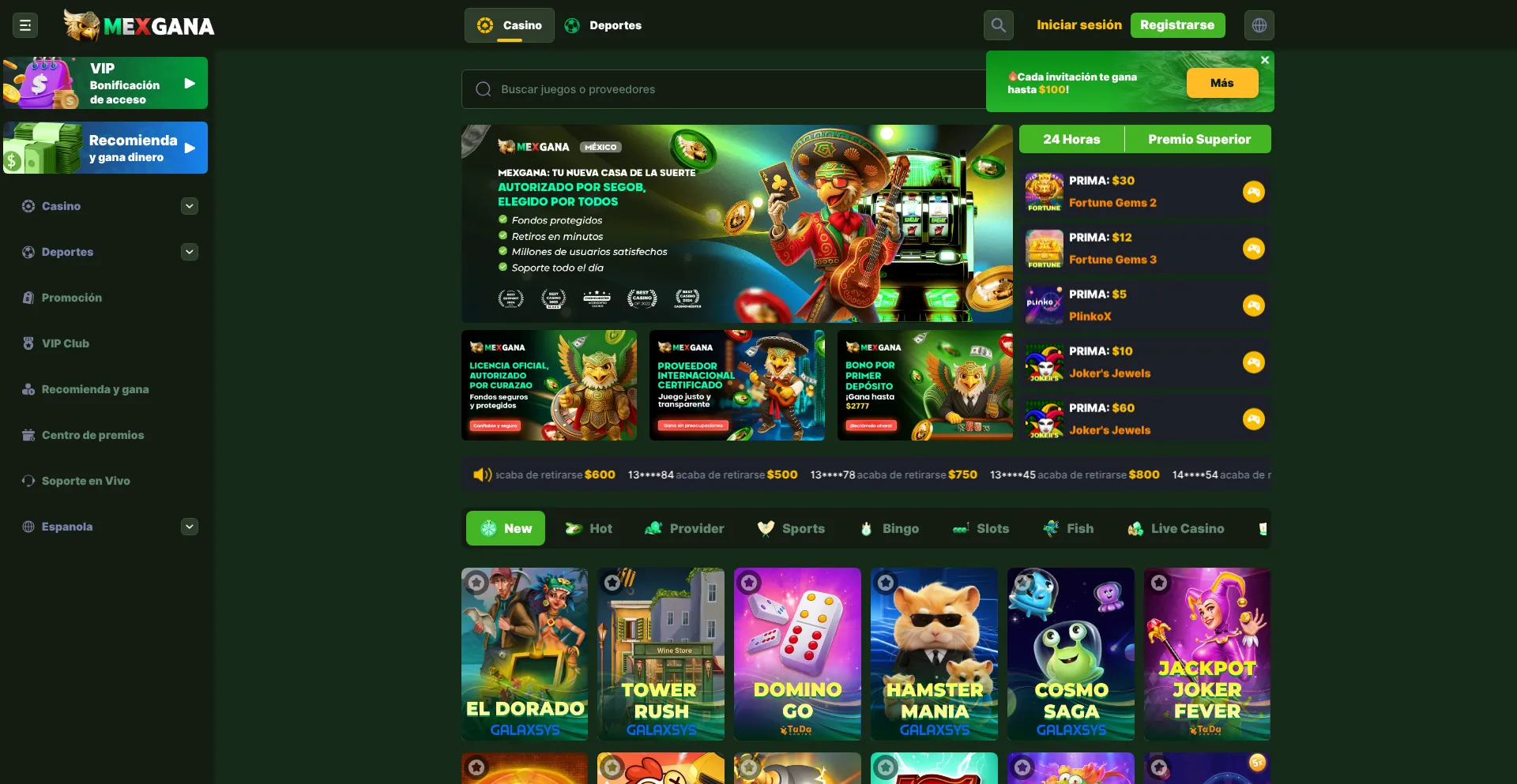 Website screenshot of Mexgana2.com