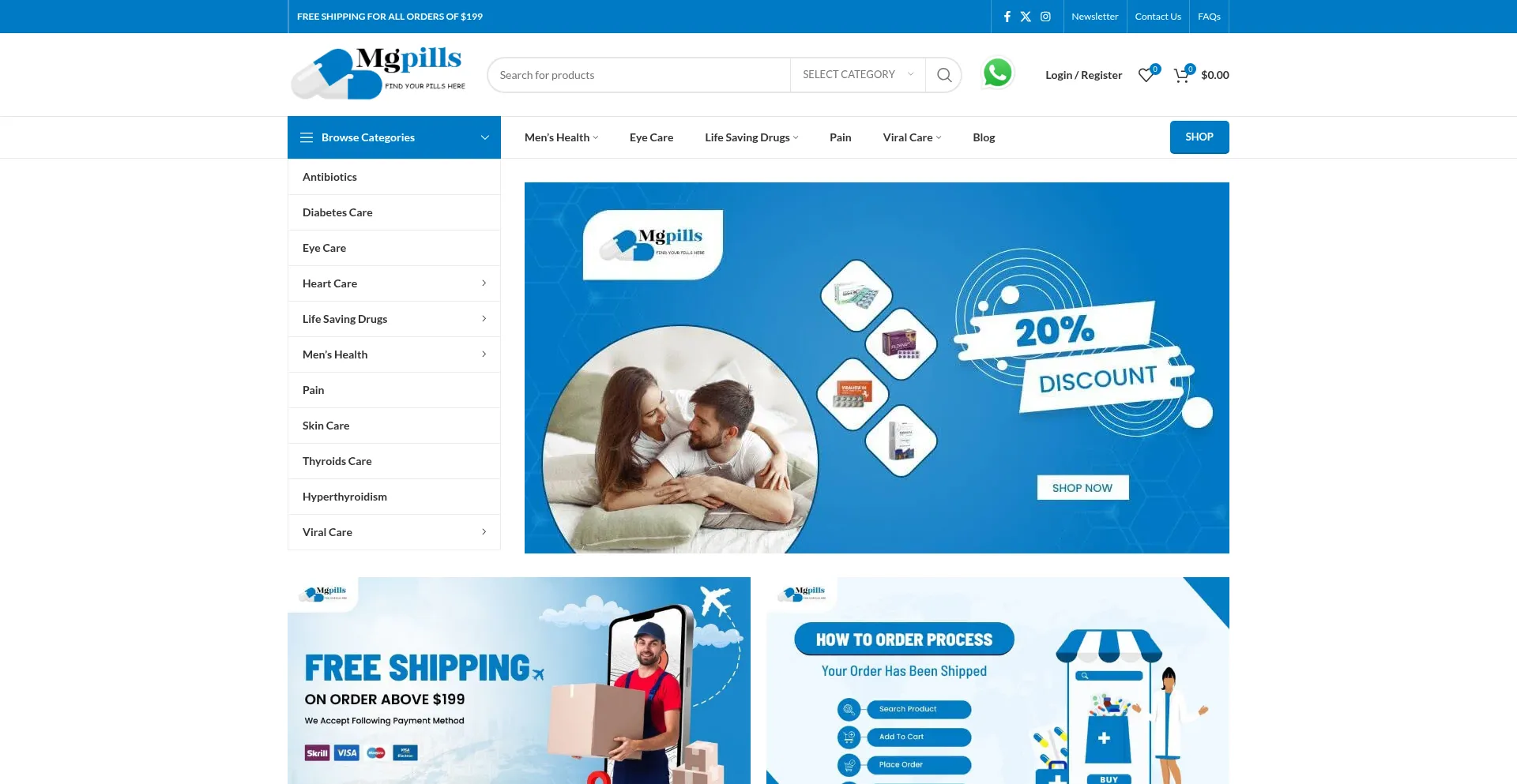 Website screenshot of Mgpills.com