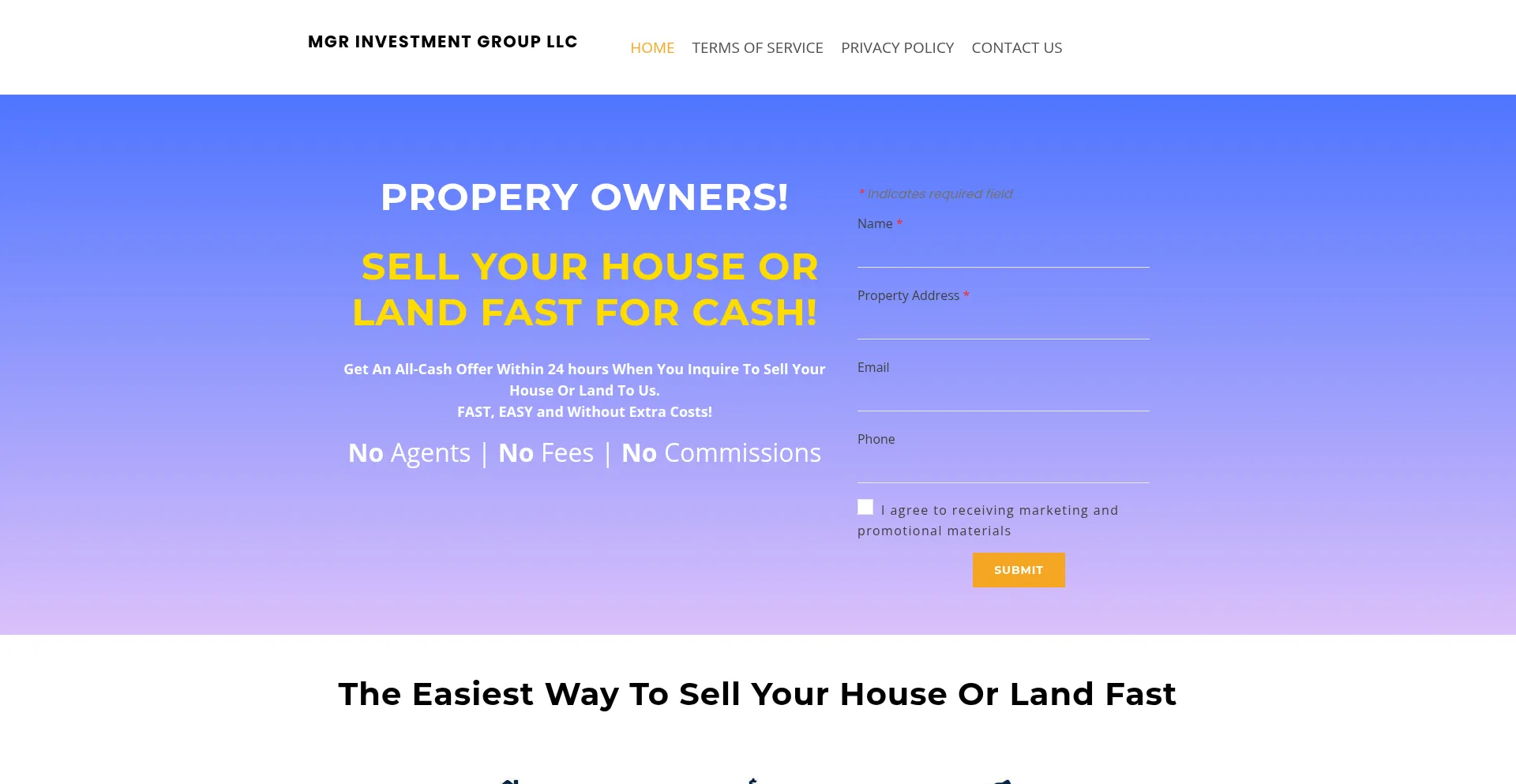Website screenshot of Mgrinvestmentgroupllc.com