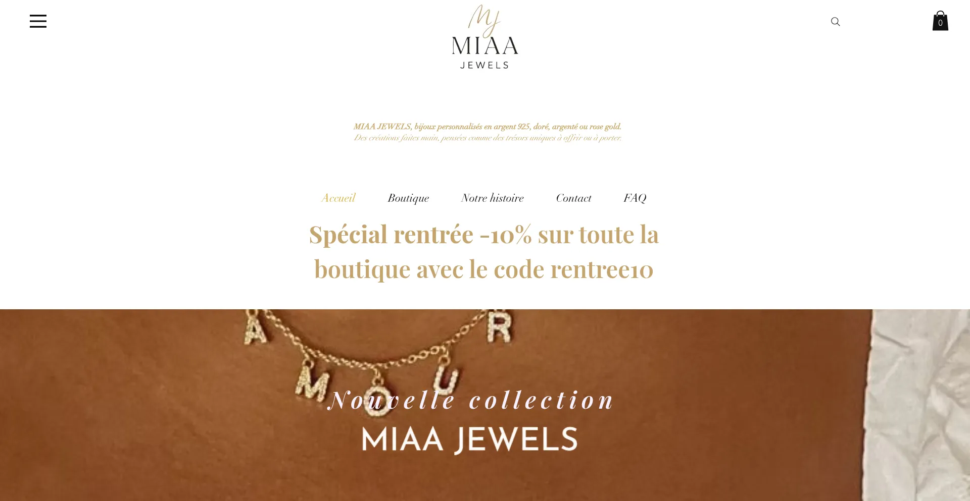 Website screenshot of Miaajewels.com