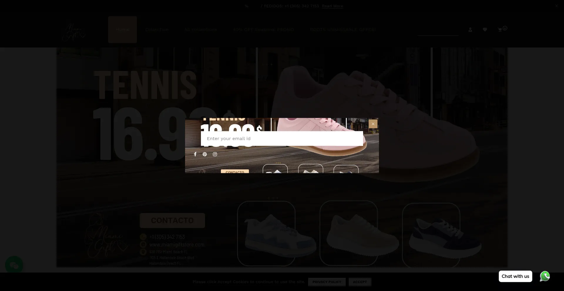 Website screenshot of Miamigiftstores.com