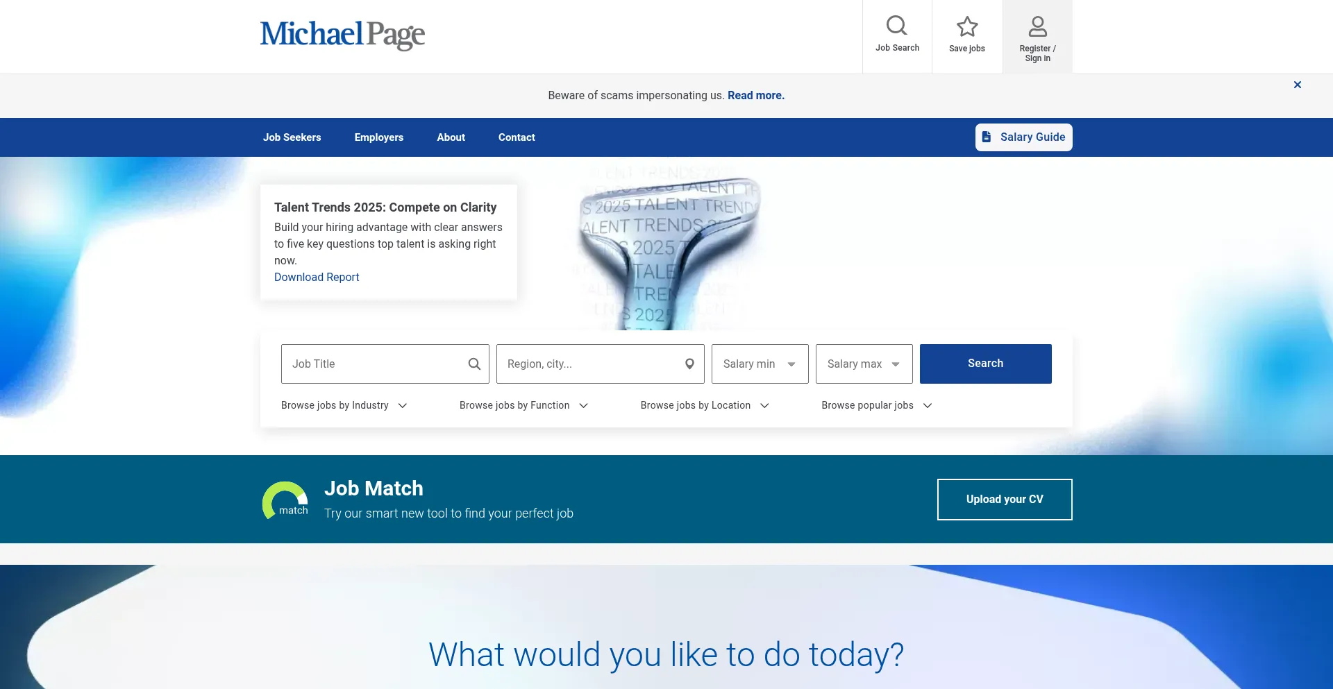 Website screenshot of Michaelpage.co.in
