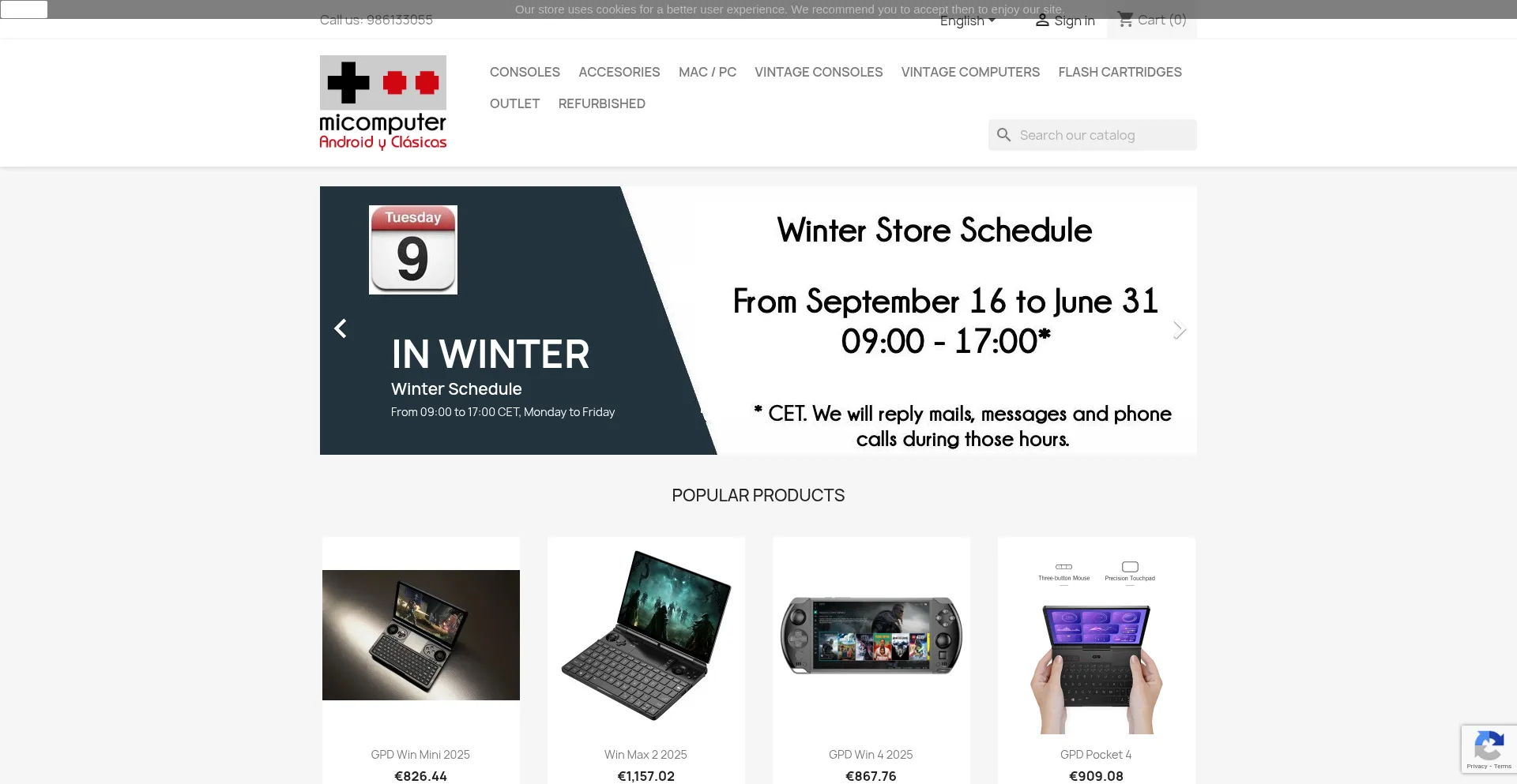 Website screenshot of Micomputer.es