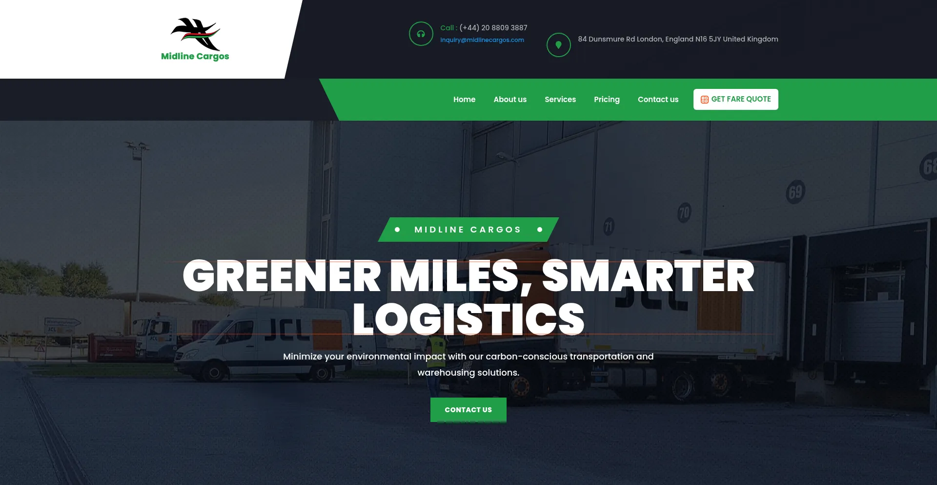 Website screenshot of Midlinecargos.com