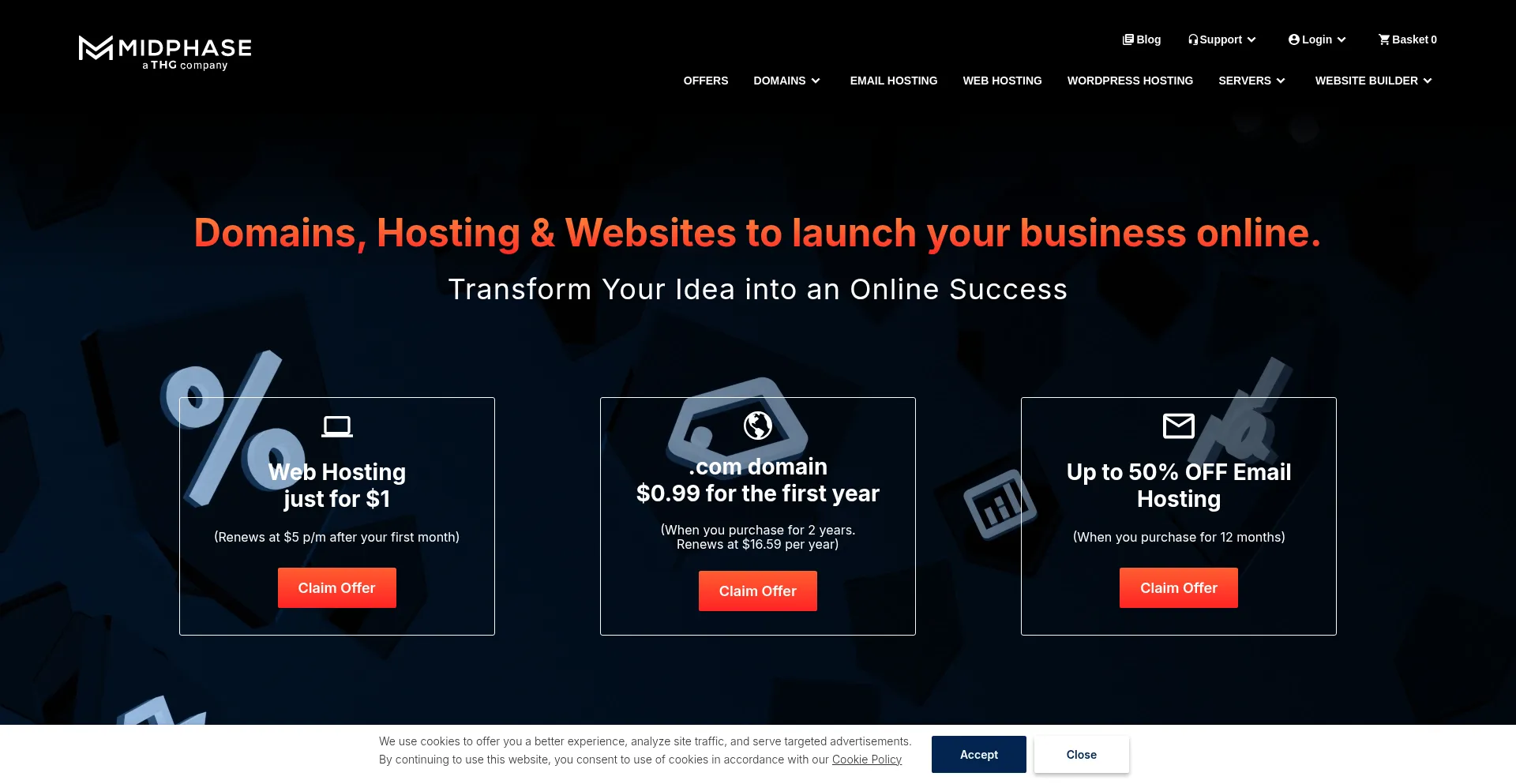 Website screenshot of Midphase.com