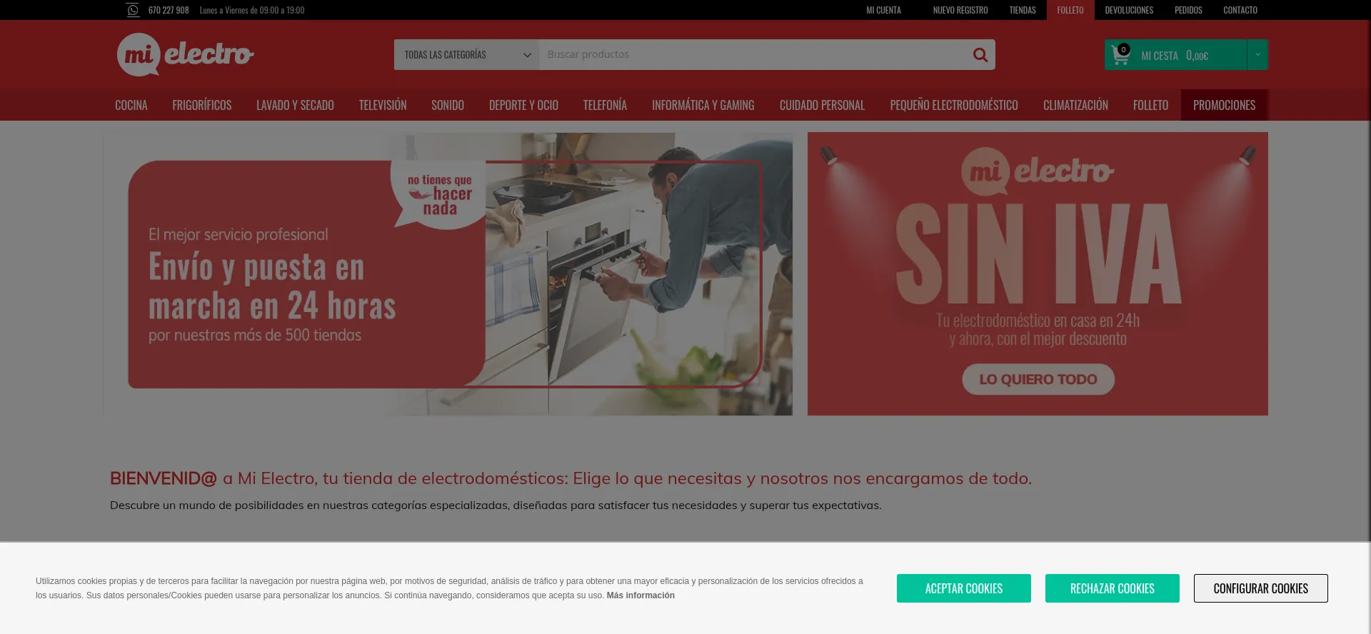 Website screenshot of Mielectro.es