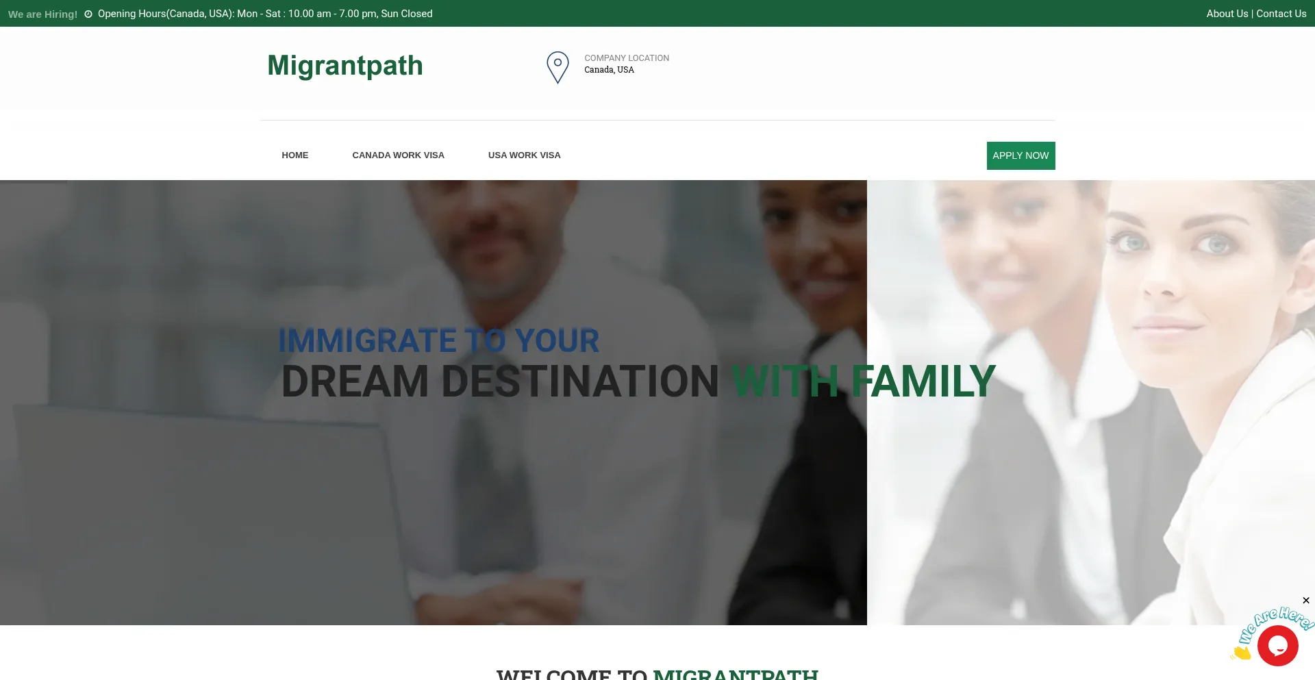 Website screenshot of Migrantpath.com