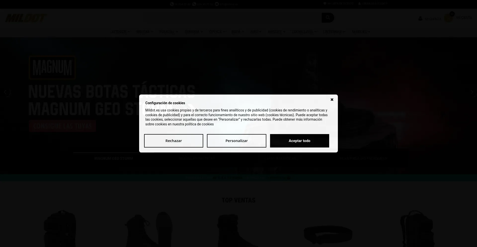 Website screenshot of Mildot.es