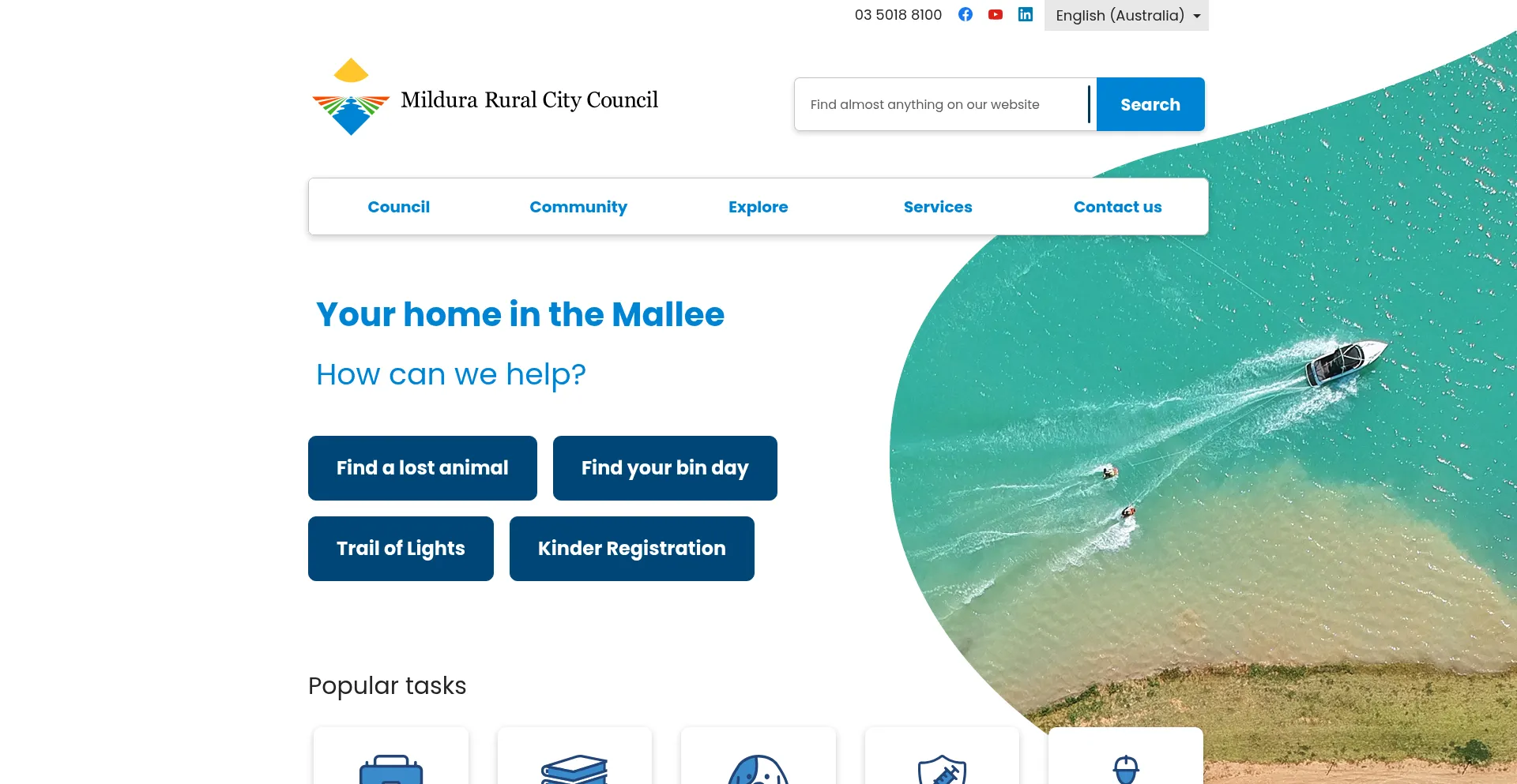 Website screenshot of Mildura.vic.gov.au