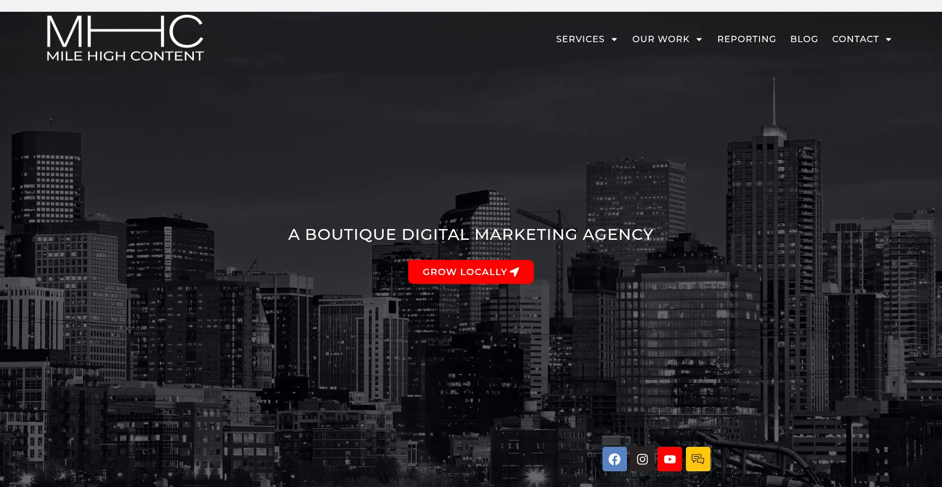 Website screenshot of Milehighcontent.com