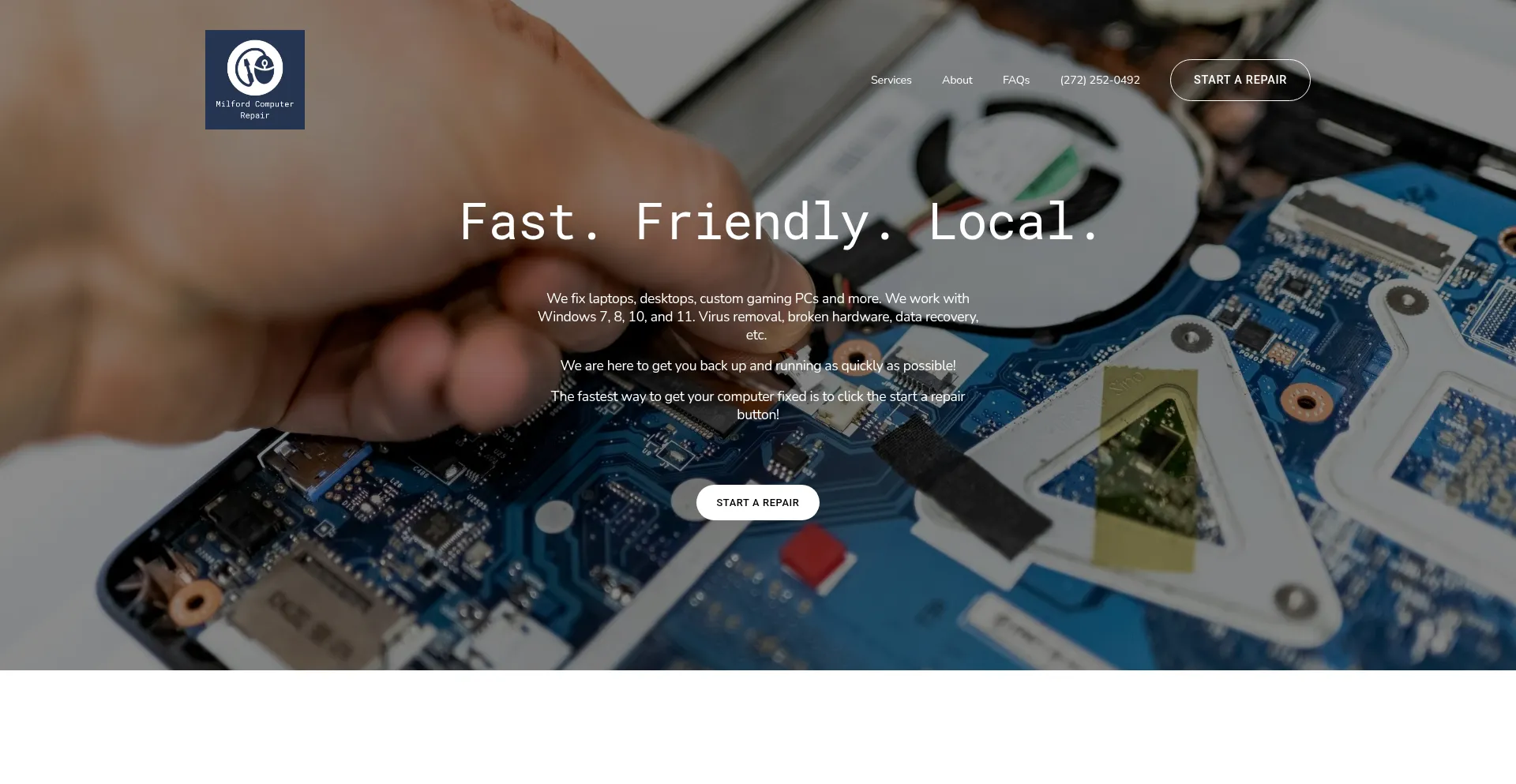 Website screenshot of Milfordcomputer.repair