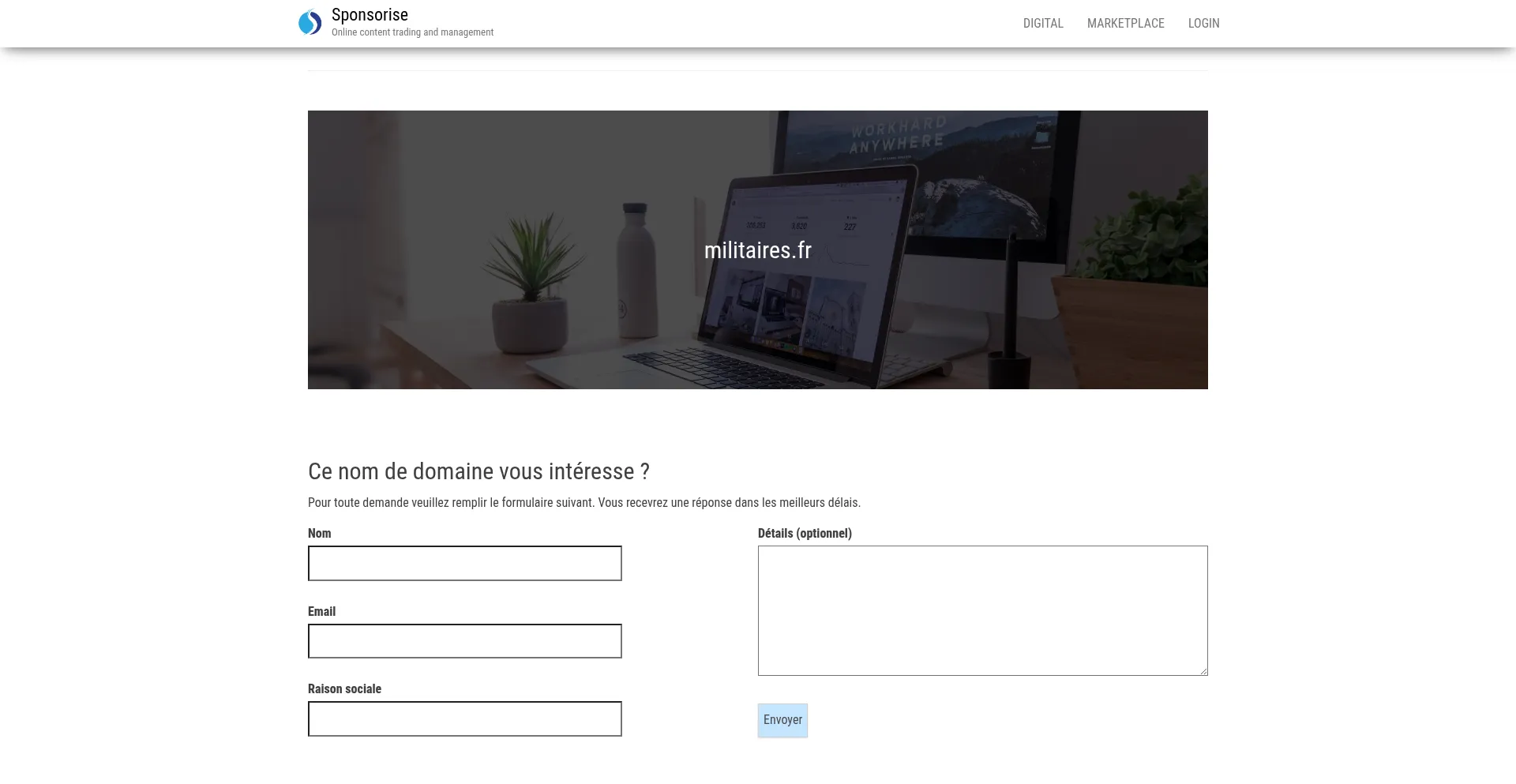 Website screenshot of Militaires.fr
