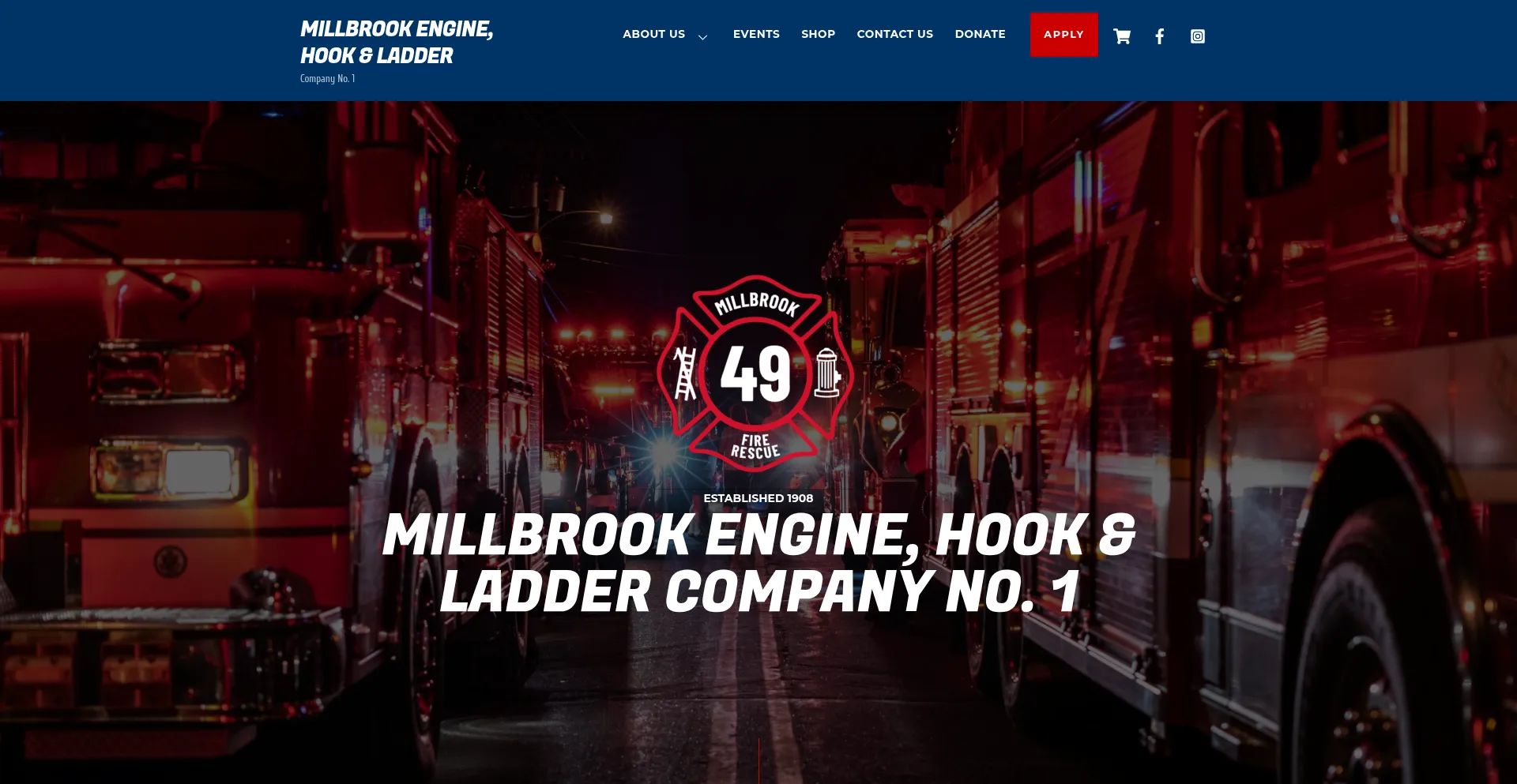 Website screenshot of Millbrookfirerescue.org