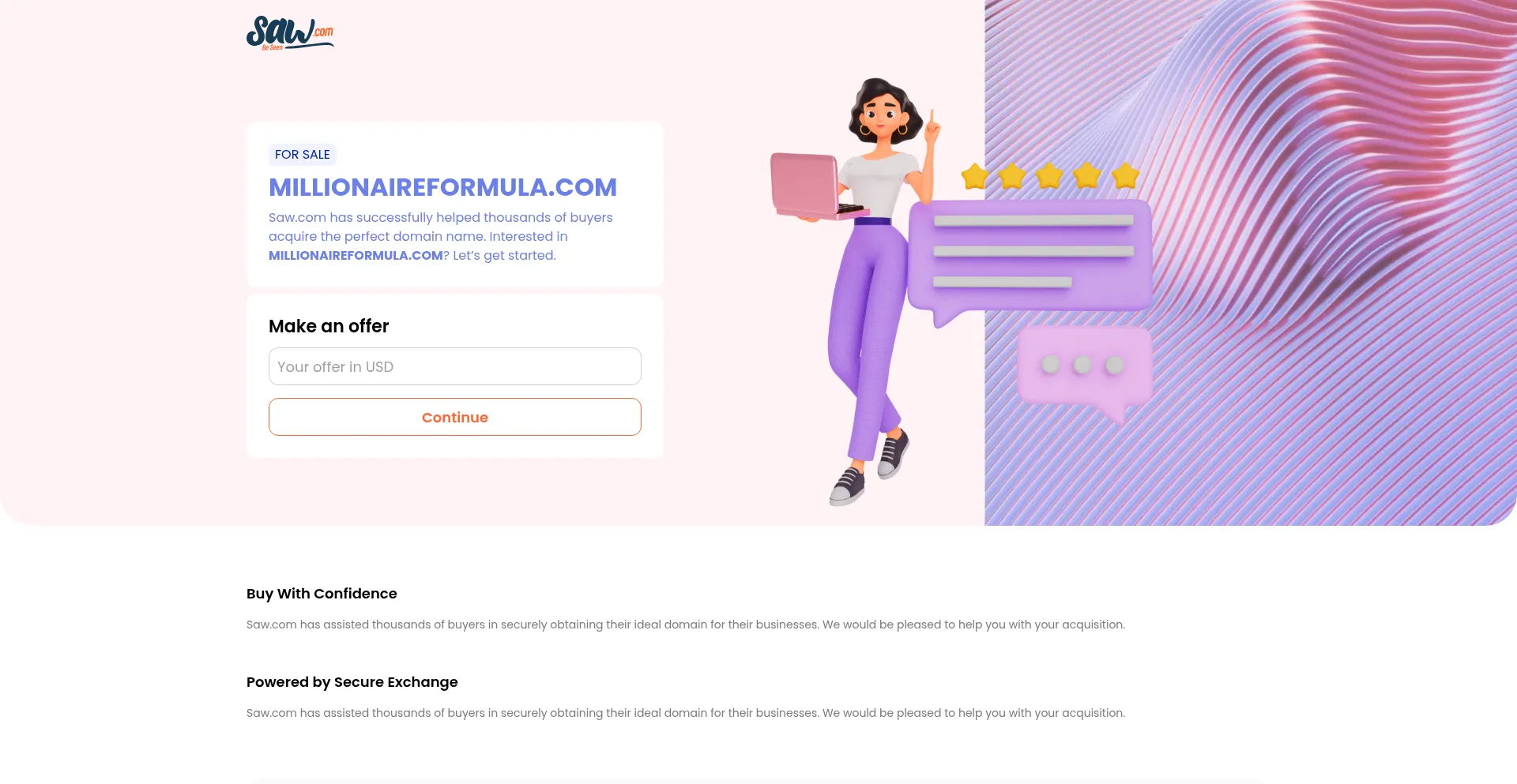 Website screenshot of Millionaireformula.com