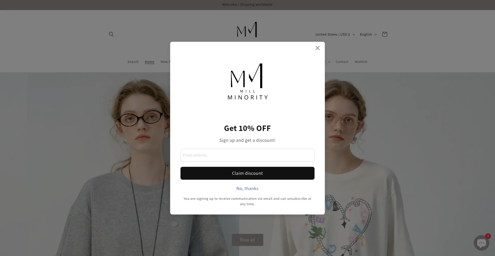 Website screenshot of Millminority.com