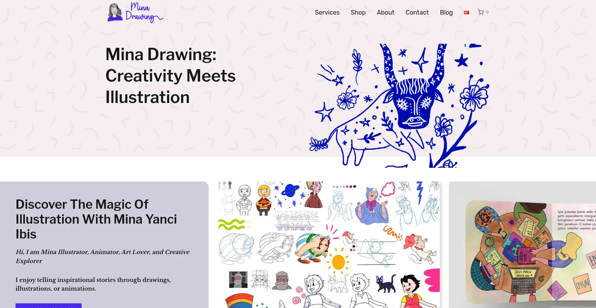 Website screenshot of Minadrawing.com