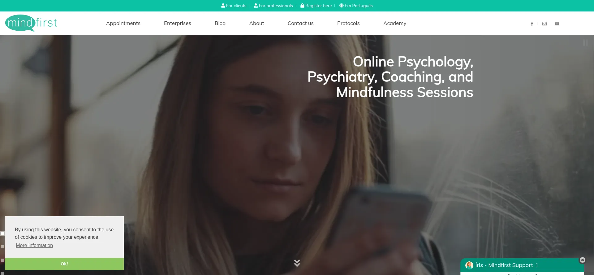 Website screenshot of Mindfirst.pt