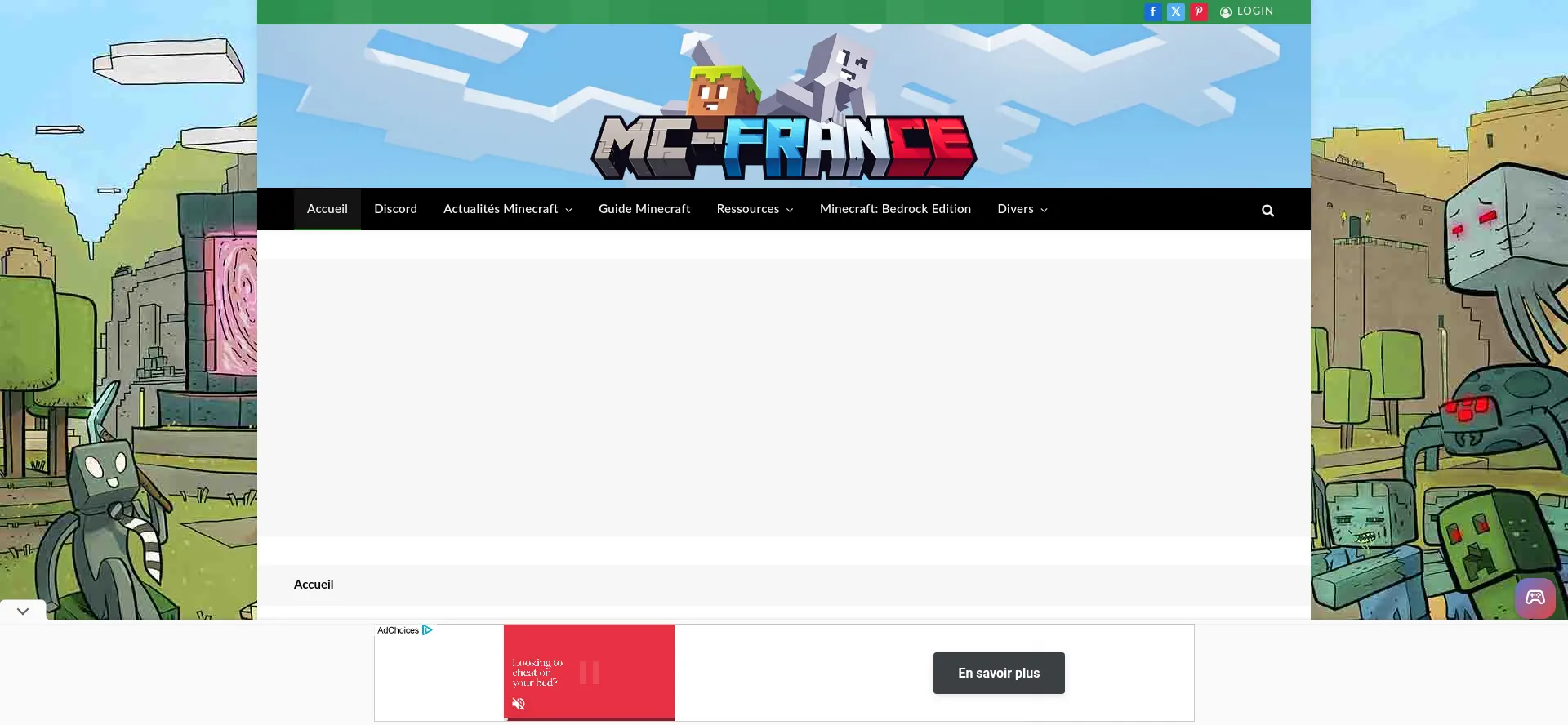 Website screenshot of Minecraft-france.fr