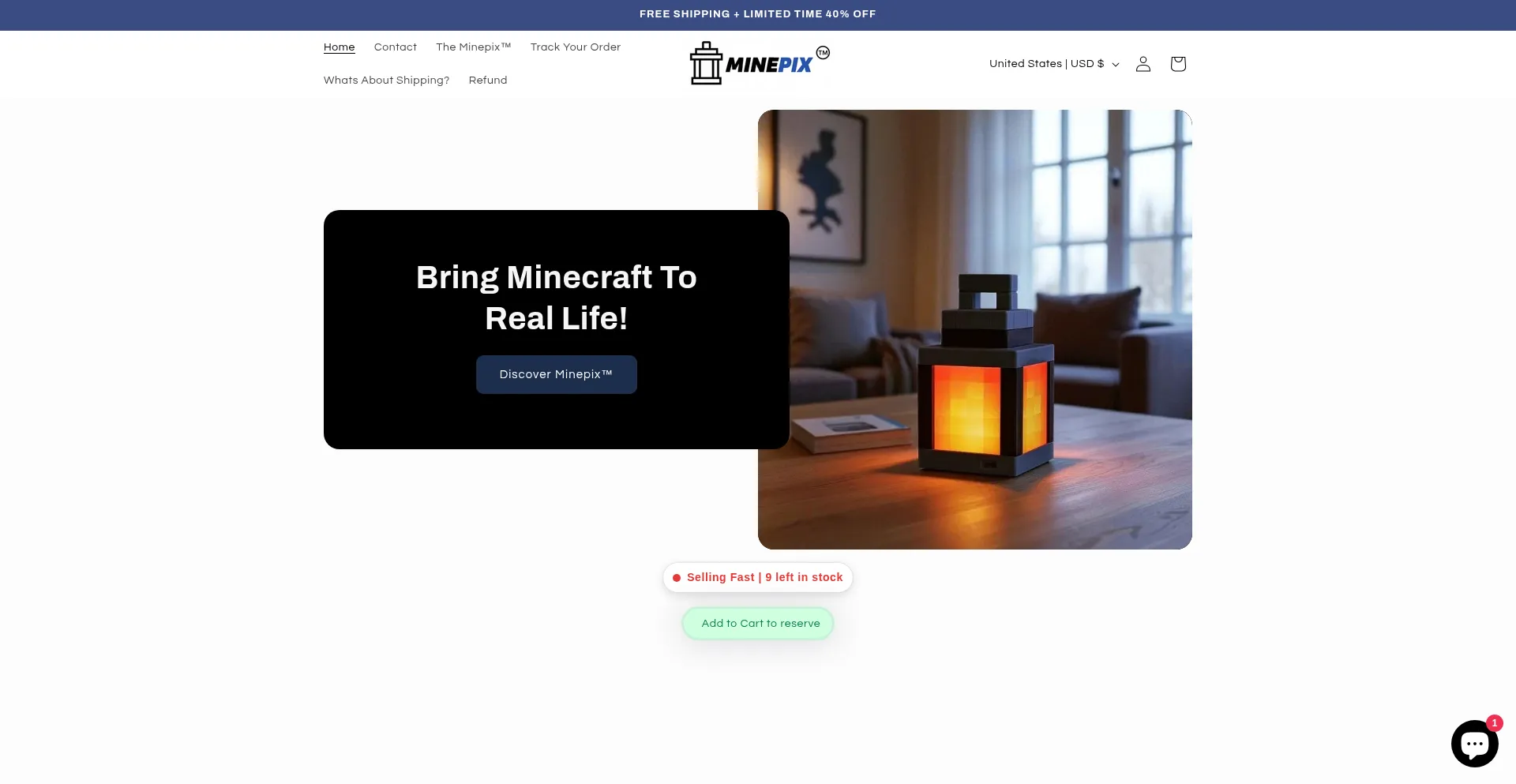 Website screenshot of Minepix.store