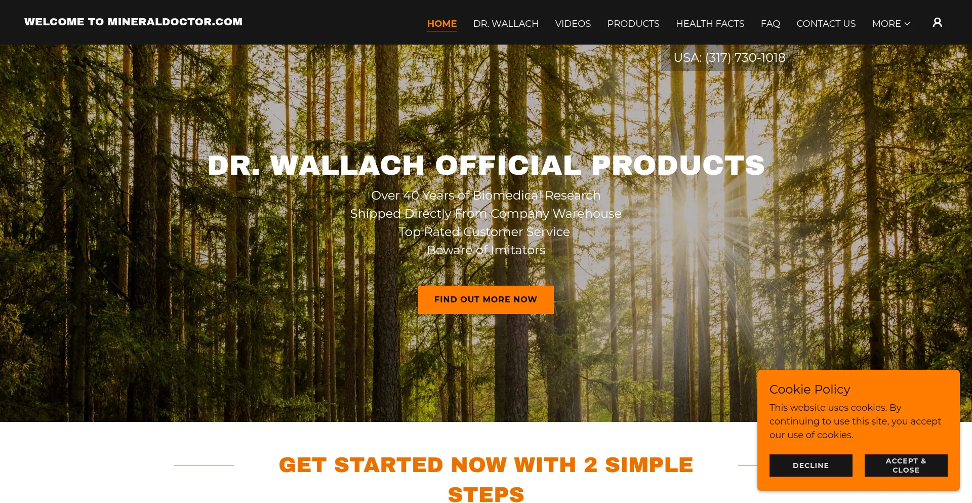 Website screenshot of Mineraldoctor.com