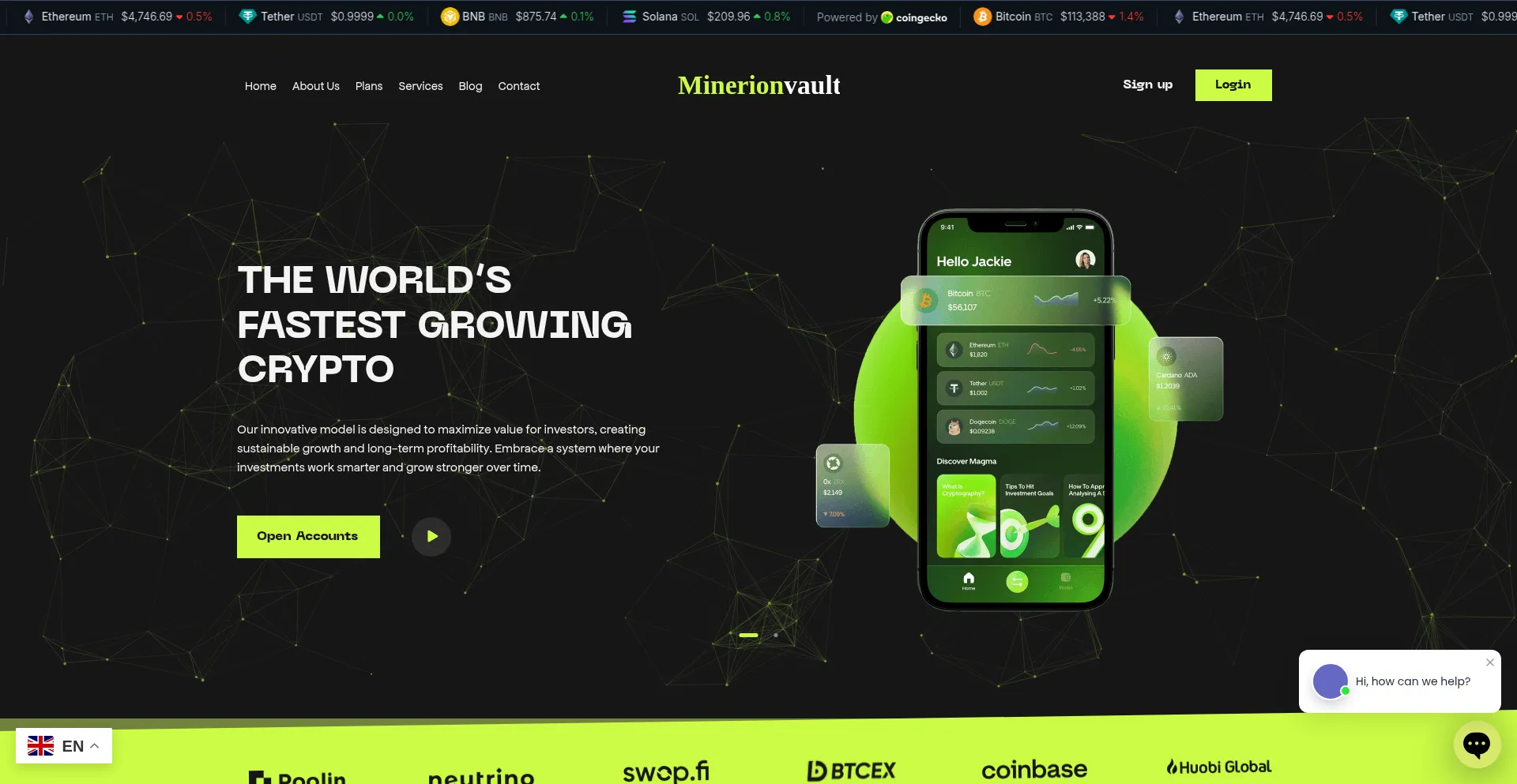 Website screenshot of Minerionvault.online