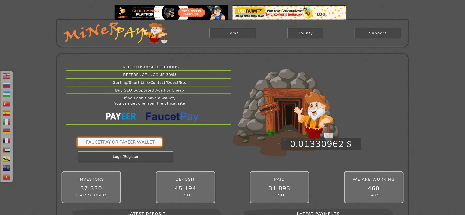 Website screenshot of Minerpay.top