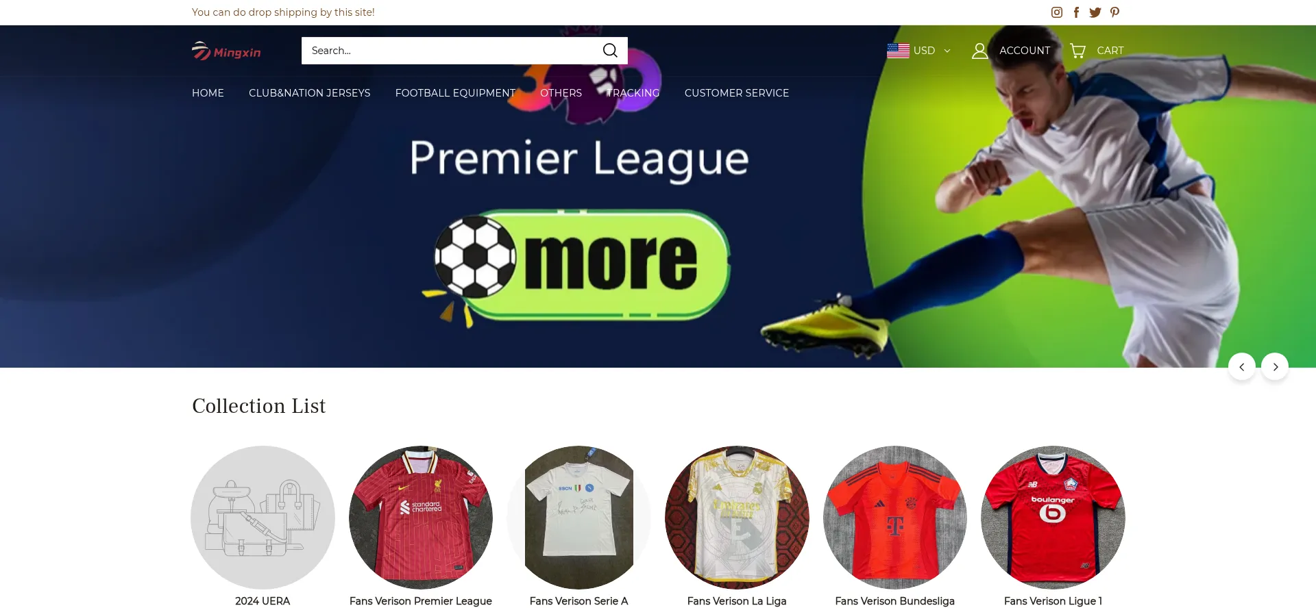 Website screenshot of Mingxin.shop
