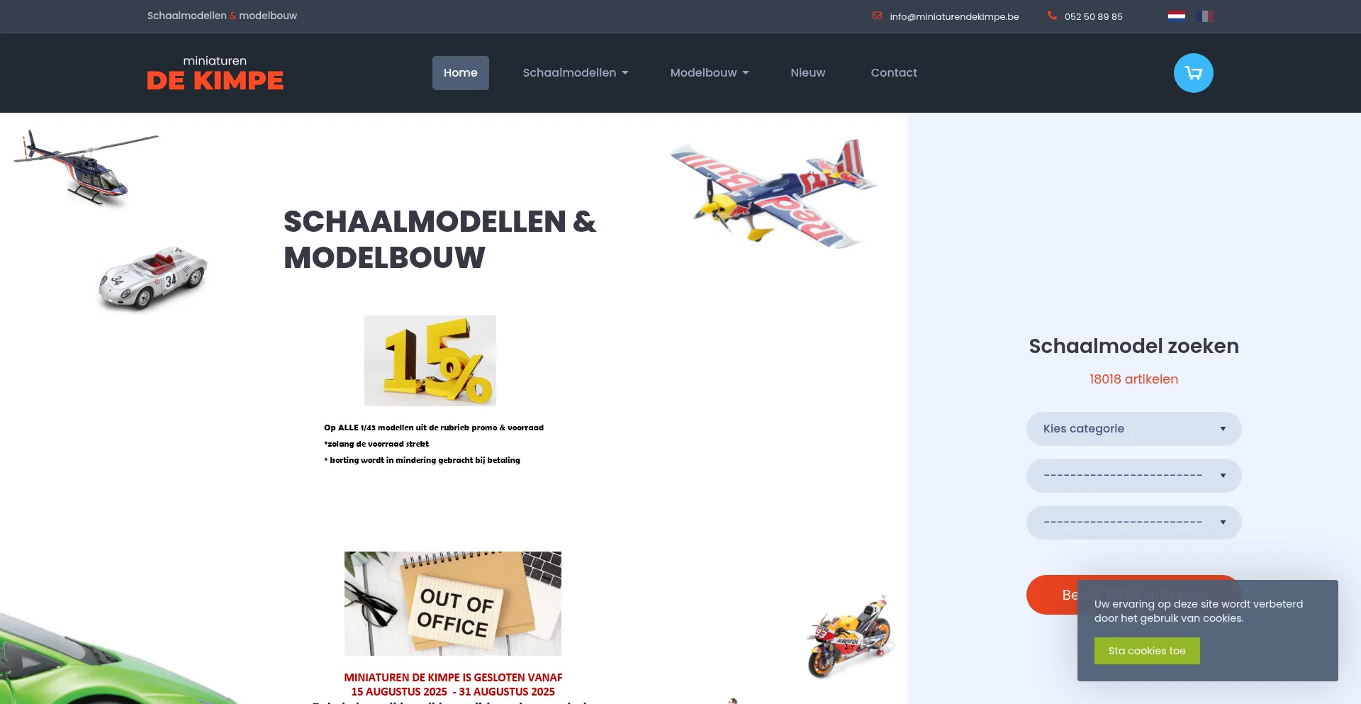 Website screenshot of Miniaturendekimpe.be