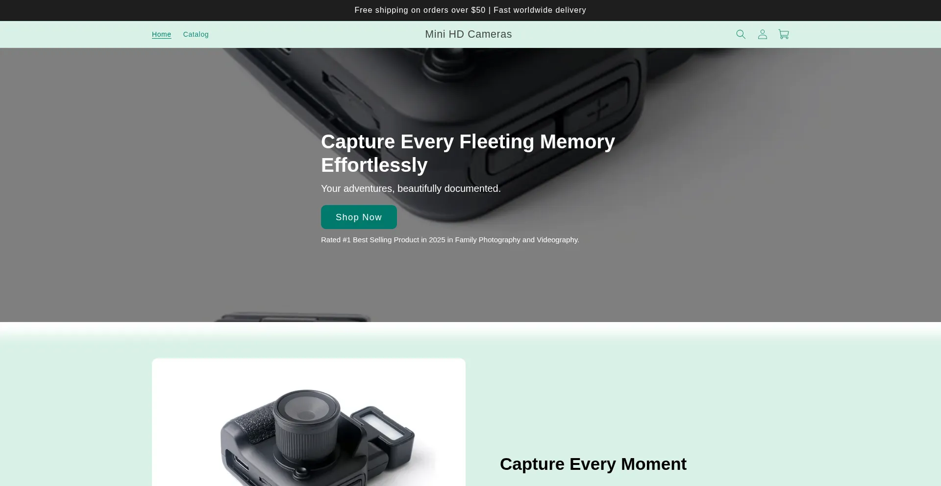 Website screenshot of Minihdcameras.com