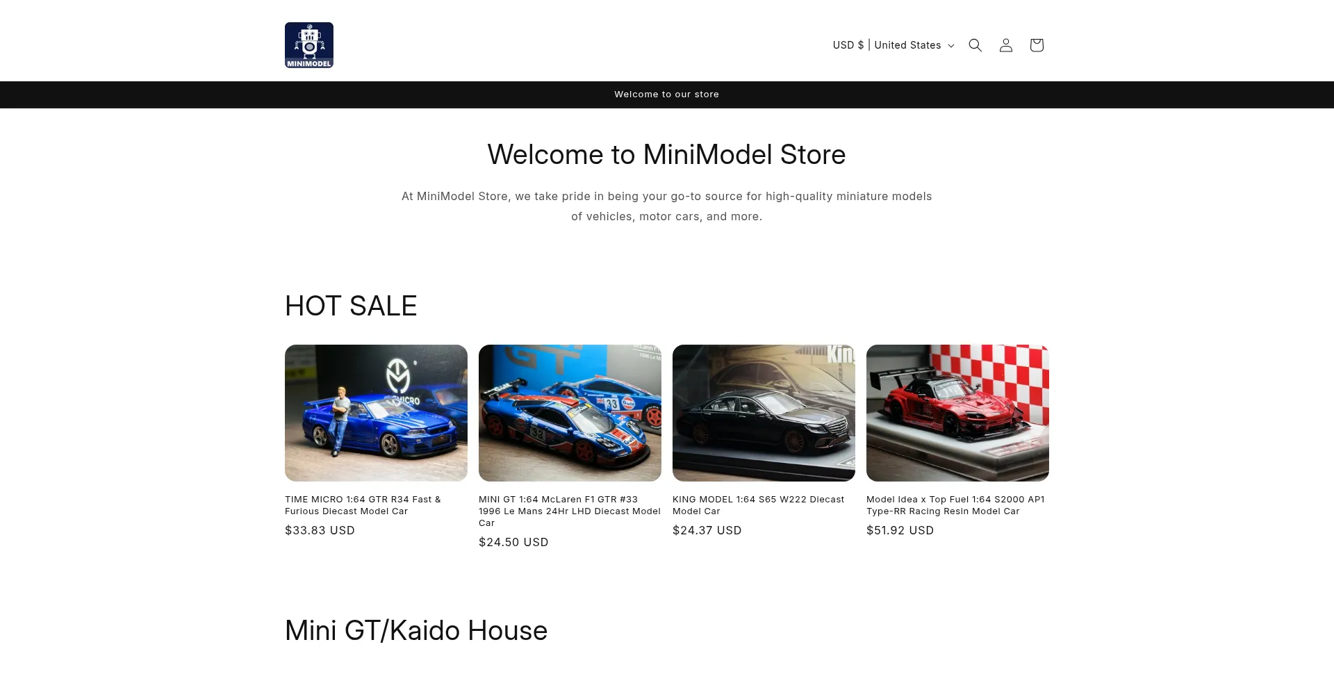 Website screenshot of Minimodel64.com