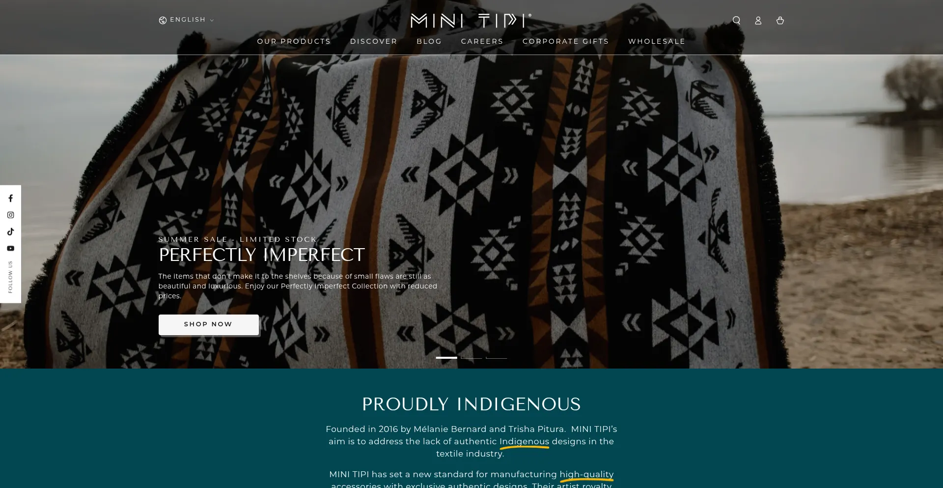 Website screenshot of Minitipi.com