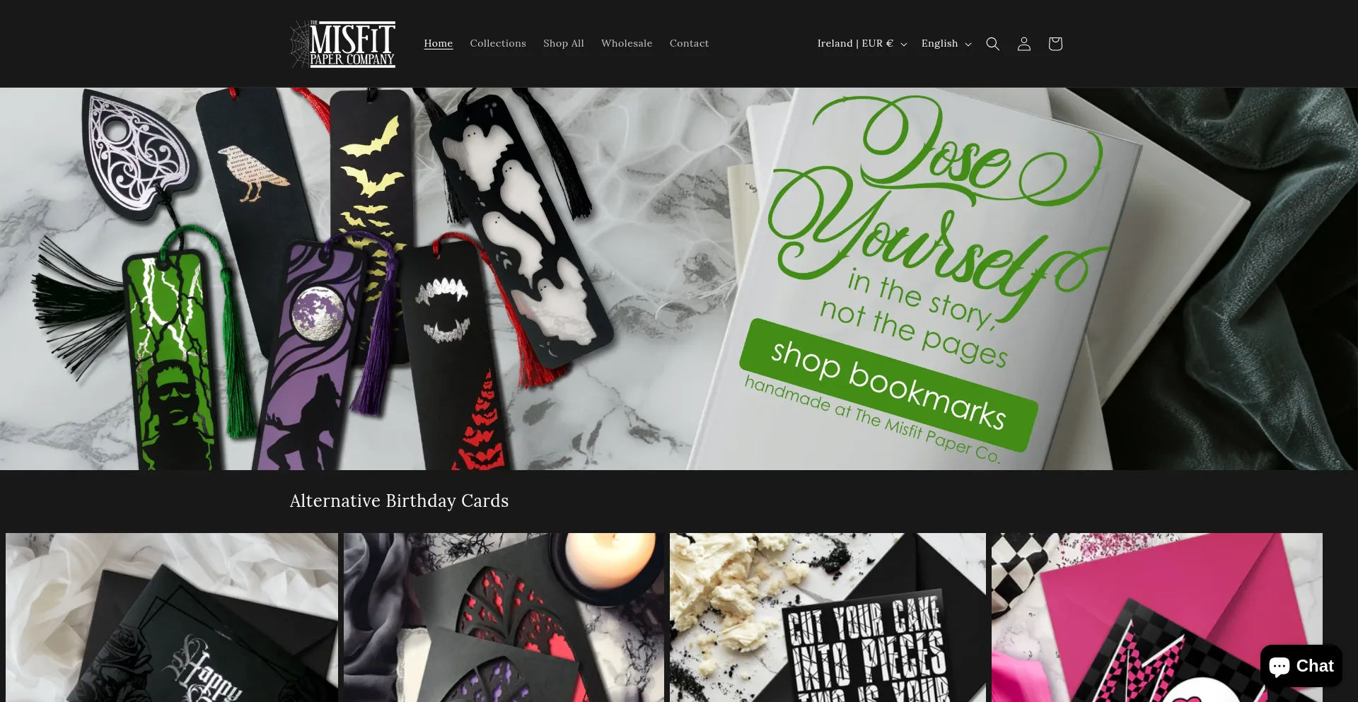 Website screenshot of Misfitpaper.com