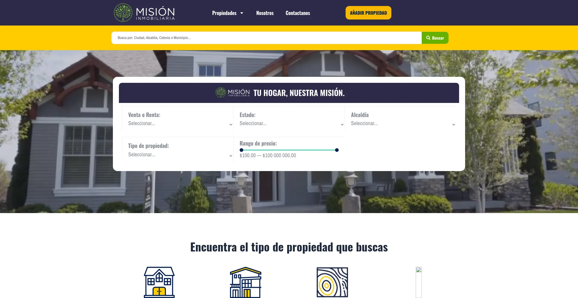 Website screenshot of Misioninmobiliaria.com