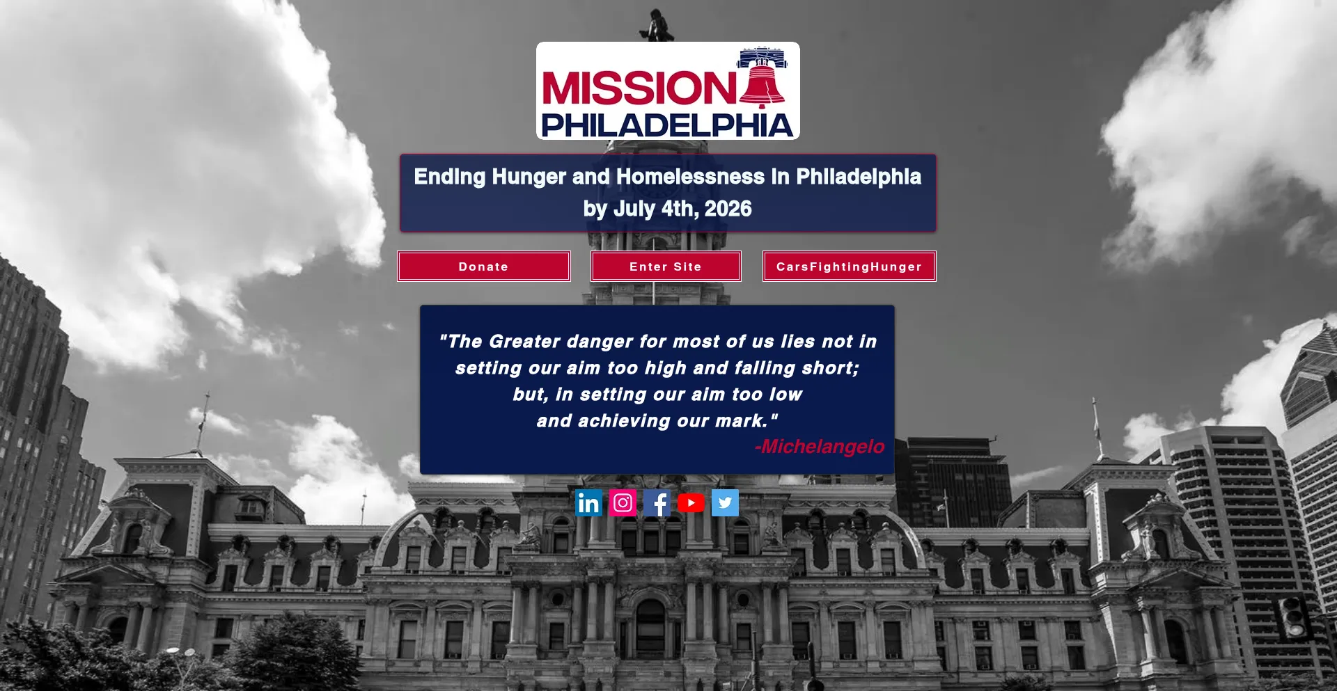Website screenshot of Missionphiladelphia.org